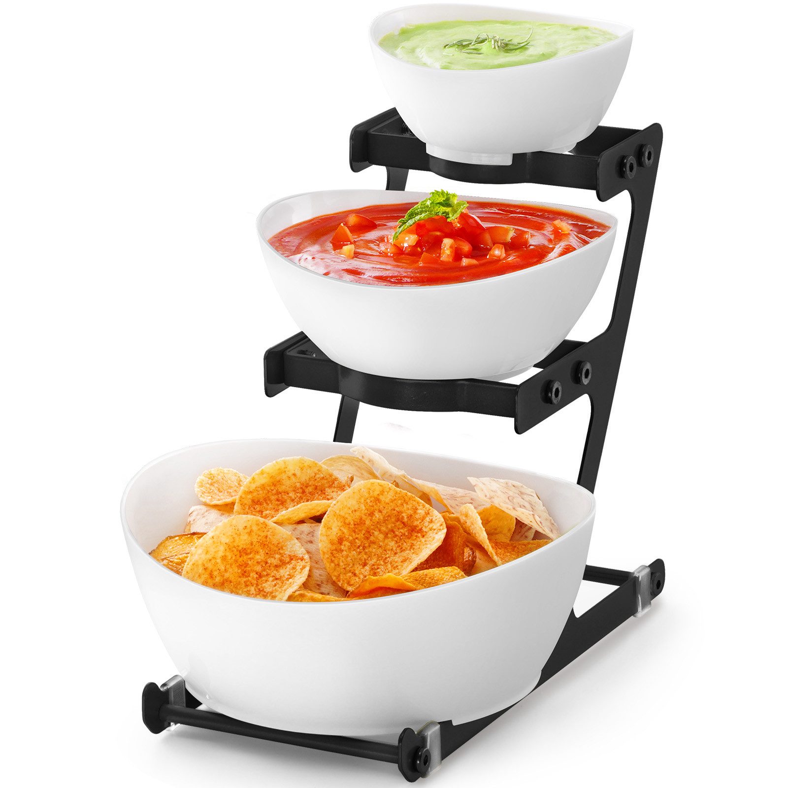 Lifewit Etagere 3-stöckige Servierschalen Metallregal, für Obst, Snacks, Vorspeisen., (Set, 1 x Ständer, 3xSchüsseln), Dreistufiges Design, stabil
