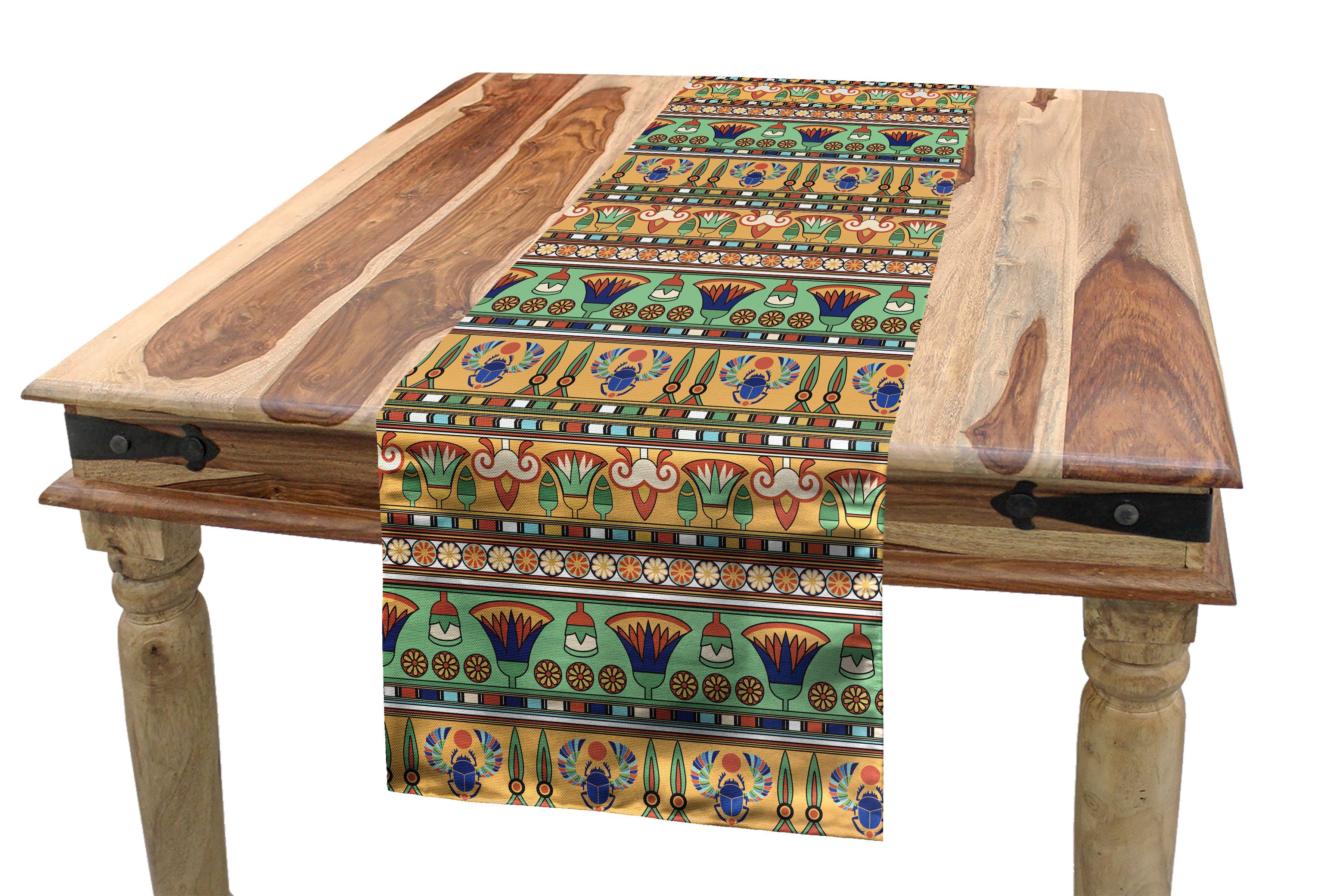 Abakuhaus Tischläufer Esszimmer Küche Rechteckiger Dekorativer Tischläufer, ägyptisch Lily Scarab | Tischläufer