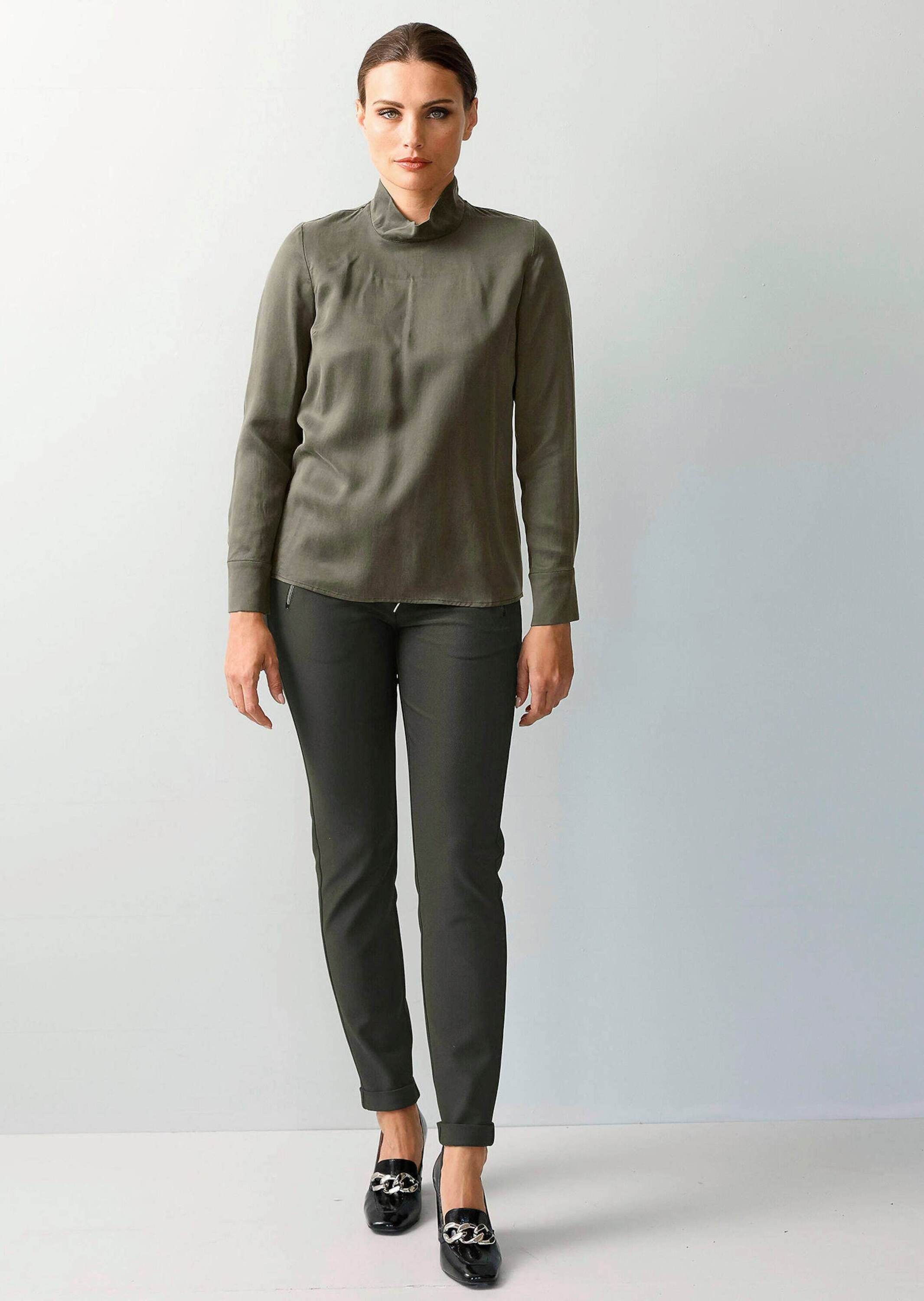 Alba Moda Langarmbluse Satinbluse mit Stehkragen günstig online kaufen