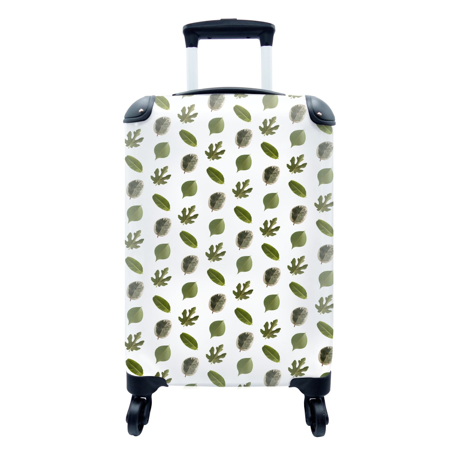 MuchoWow Handgepäckkoffer Blätter - Grün - Muster, 4 Rollen, Reisetasche mit rollen, Handgepäck für Ferien, Trolley, Reisekoffer