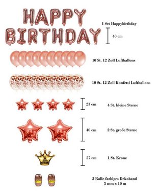 Vivi Idee Luftballon 40er Set Partydeko Folieballon und Konfetti, Happy Birthday für Geburstag