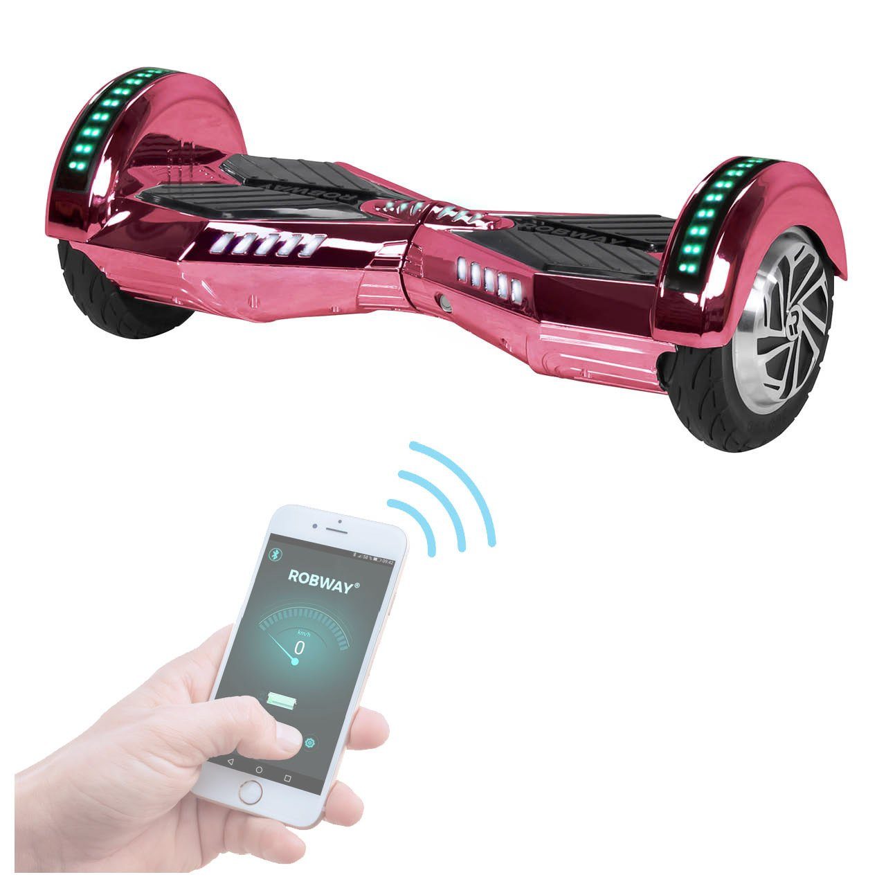 Robway Balance Scooter Hoverboard W2 inkl. Samsung Akku 8” inkl. integrierte Lautsprecher, 700,00 W, 15,00 km/h, (1 tlg), Self-Balance-Scooter - Bluetooth - Robway App - LED - Gyrosensoren