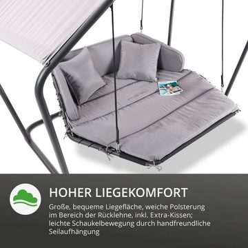 Leco Hollywoodschaukel Laureen, 2-Sitzer, grau, mit Polsterauflage, Kissen und Sonnendach