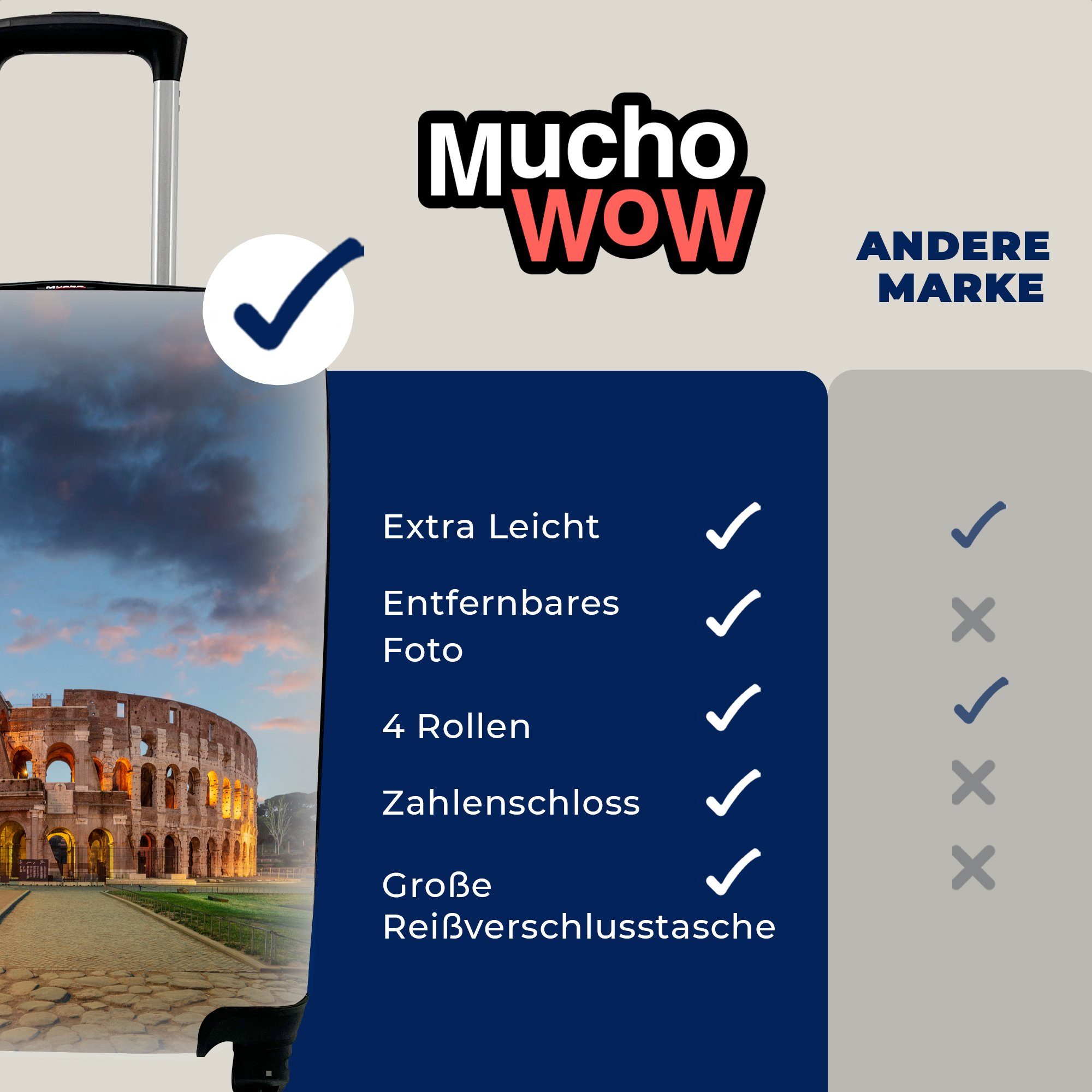 Handgepäck Italien Reisekoffer MuchoWow 4 Theater, mit Trolley, für Handgepäckkoffer Rom - - Rollen, Ferien, rollen, Reisetasche