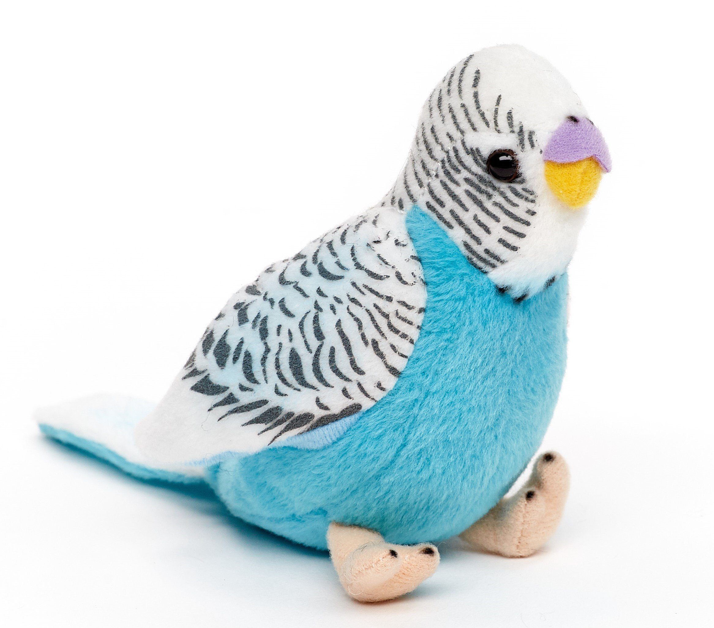 Plüsch-Vogel, - % zu 100 Stimme, Wellensittich Uni-Toys ohne 12cm Füllmaterial blau/grün - Kuscheltier recyceltes Plüschtier,