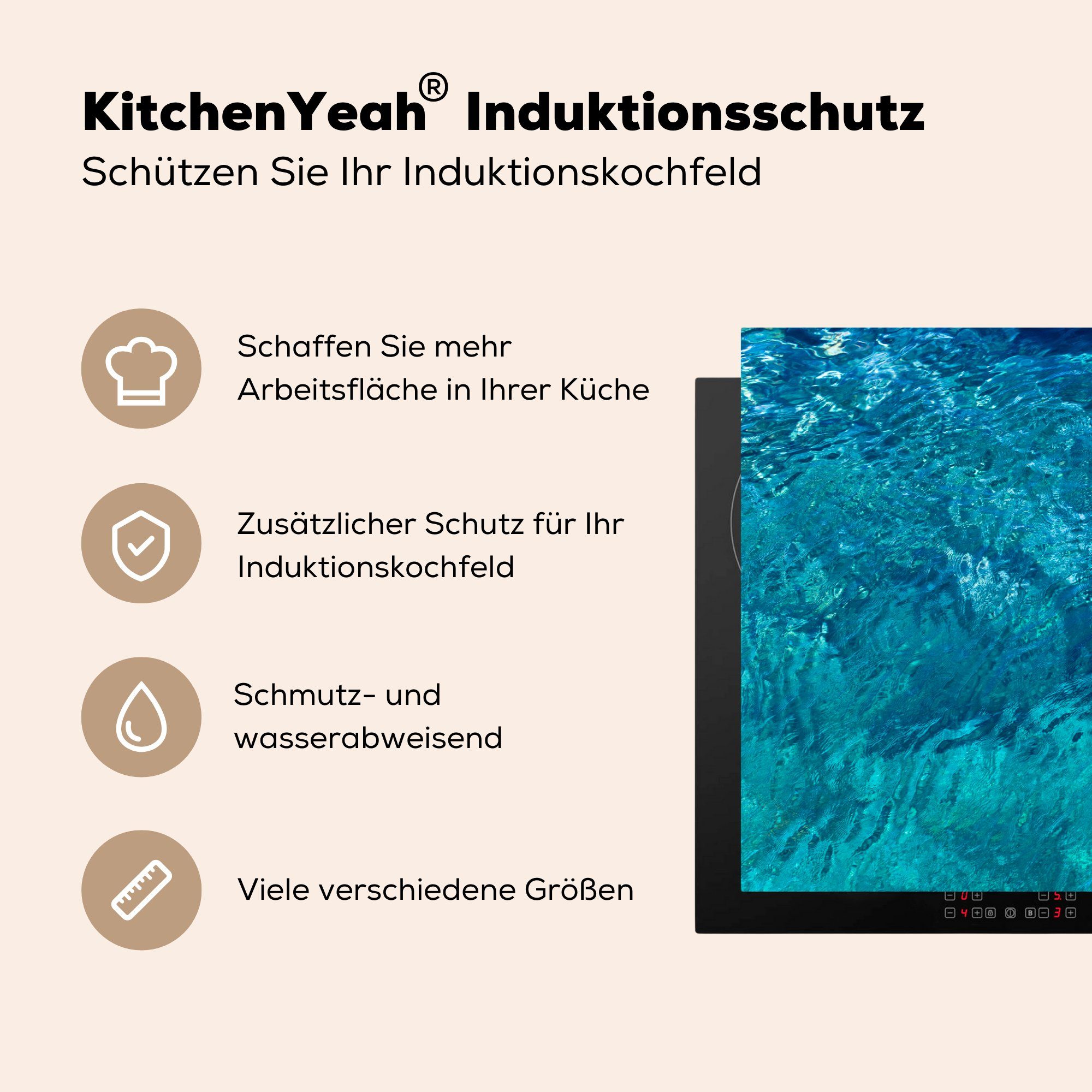 küche, Vinyl, Induktionskochfeld Golf MuchoWow - Schutz tlg), die Meer - cm, Ceranfeldabdeckung (1 Herdblende-/Abdeckplatte für Wasser, 81x52