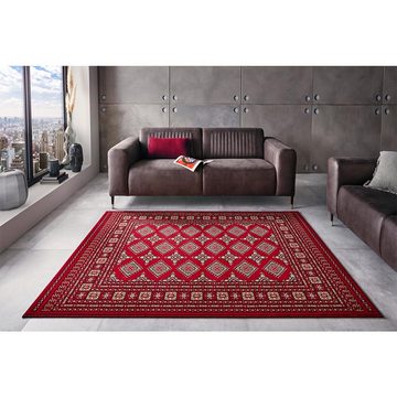 Teppich Orientalischer Kurzflor Teppich Sao Buchara Rot, NOURISTAN, rechteckig, Höhe: 9 mm