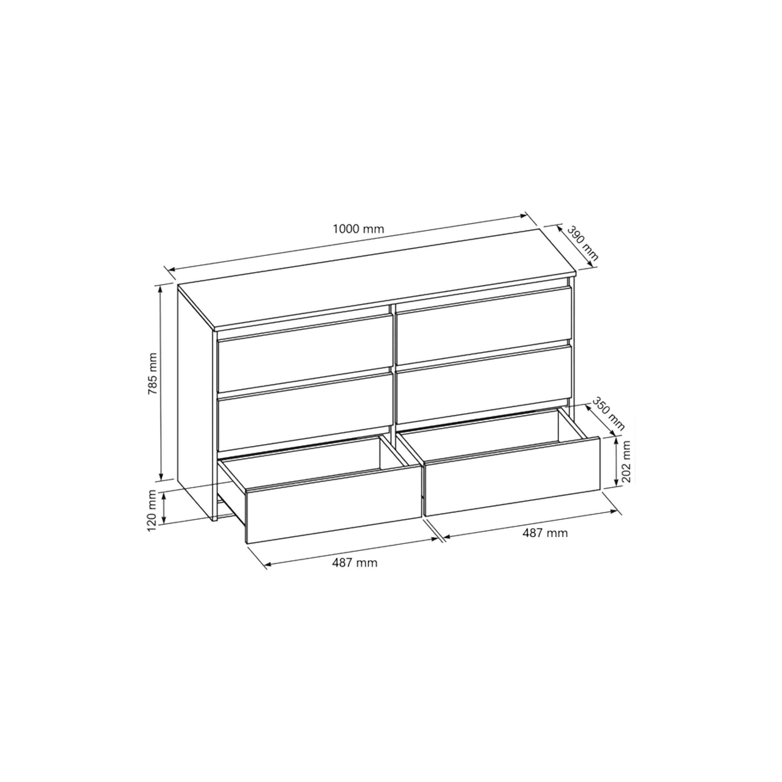 Masseno Kommode NUDO 100 cm Sideboard mit 6 Schubladen Weiß