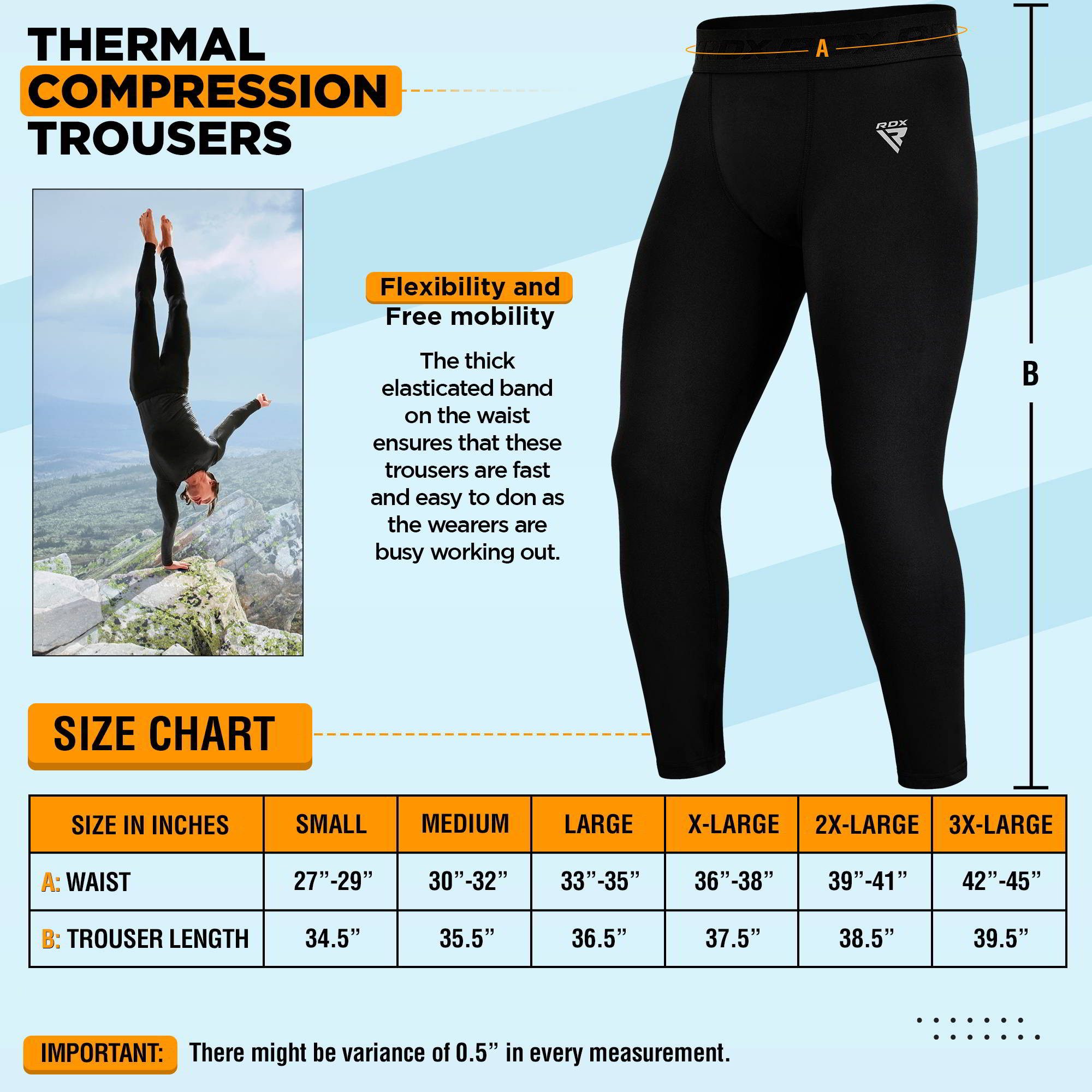 RDX Sports Thermoleggings RDX MMA Kompressionshose, lange Lauflänge, schnell trocknend, perfekt