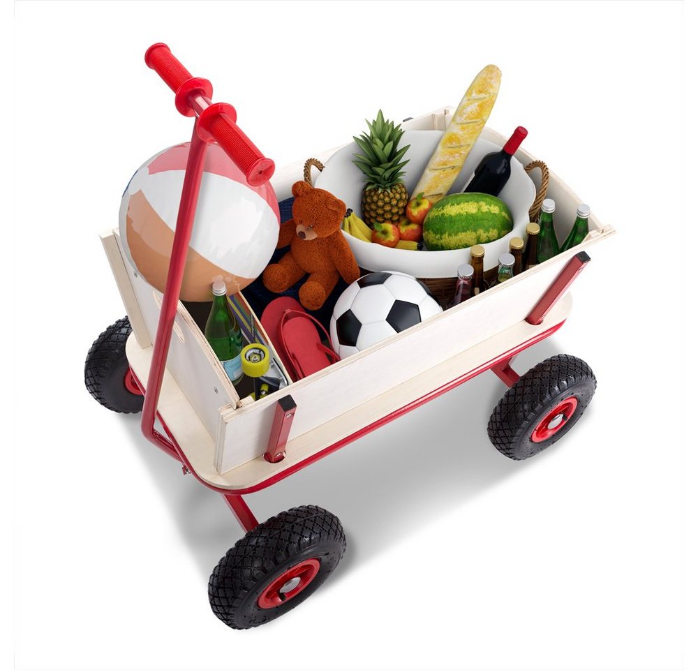 Thumbnail - Deuba Bollerwagen, Holz bis 180 kg mit Dach Luftreifen Handwagen Transportwagen Allround