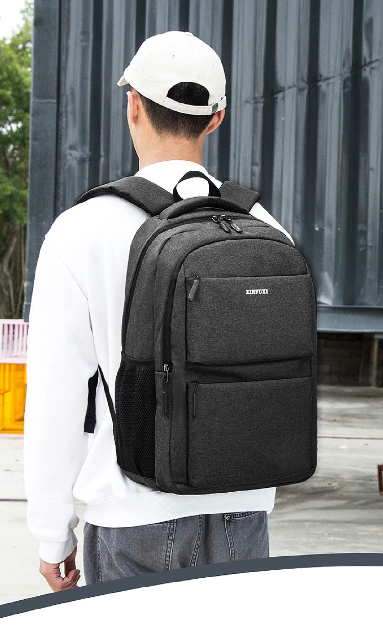 Reiserucksack Rucksack Reisetasche mit 4 Fächer + 2 Seitentaschen 33x23x48 cm