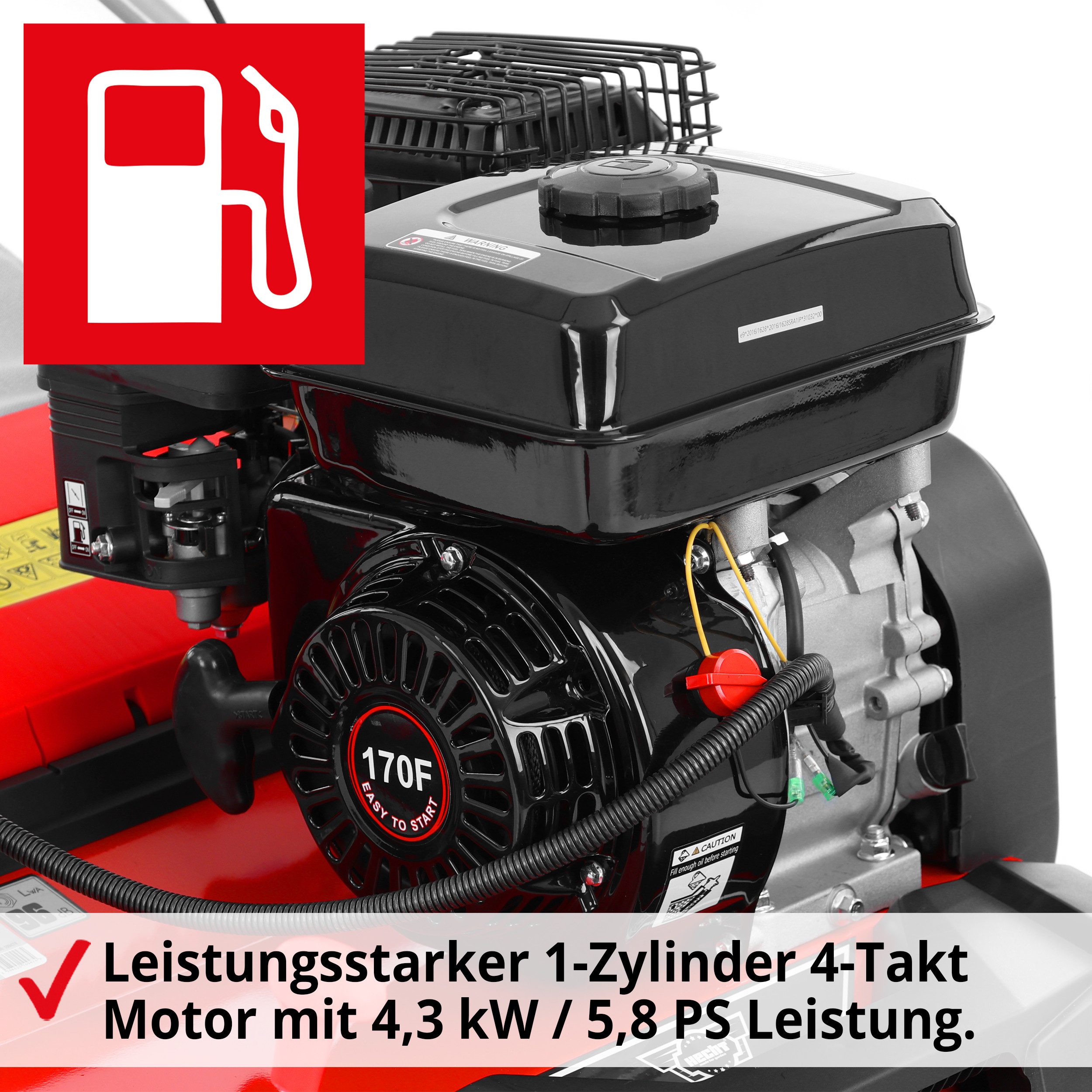 Hecht Benzin-Vertikutierer / Lüfter 5645 2in1 Rasenlüfter, 40 cm Arbeitsbreite, 5,8 PS, 15 Messer, 26 Federkrallen