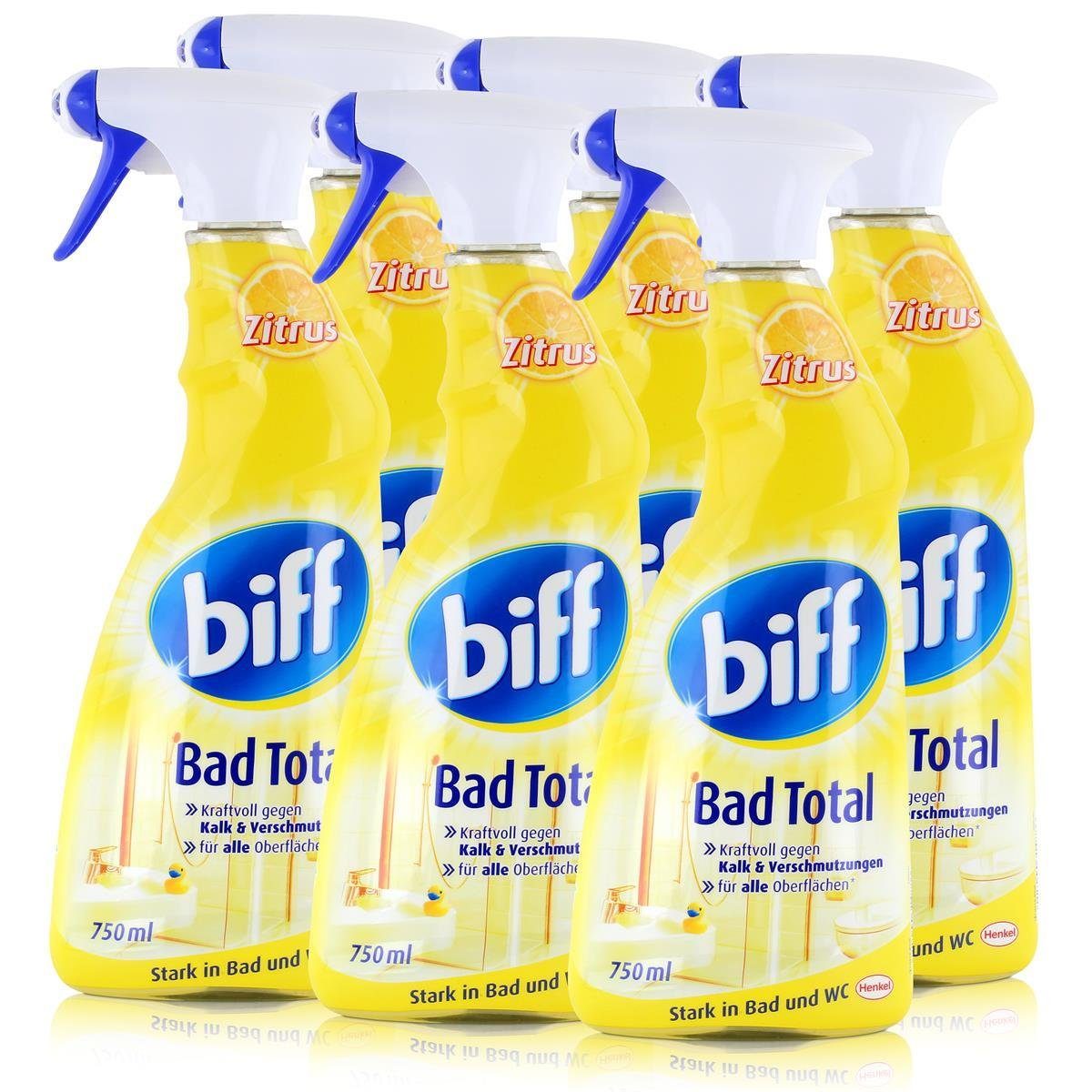 biff Biff Bad Total Zitrus 750ml - Kraftvoll gegen Kalk (6er Pack) Badreiniger