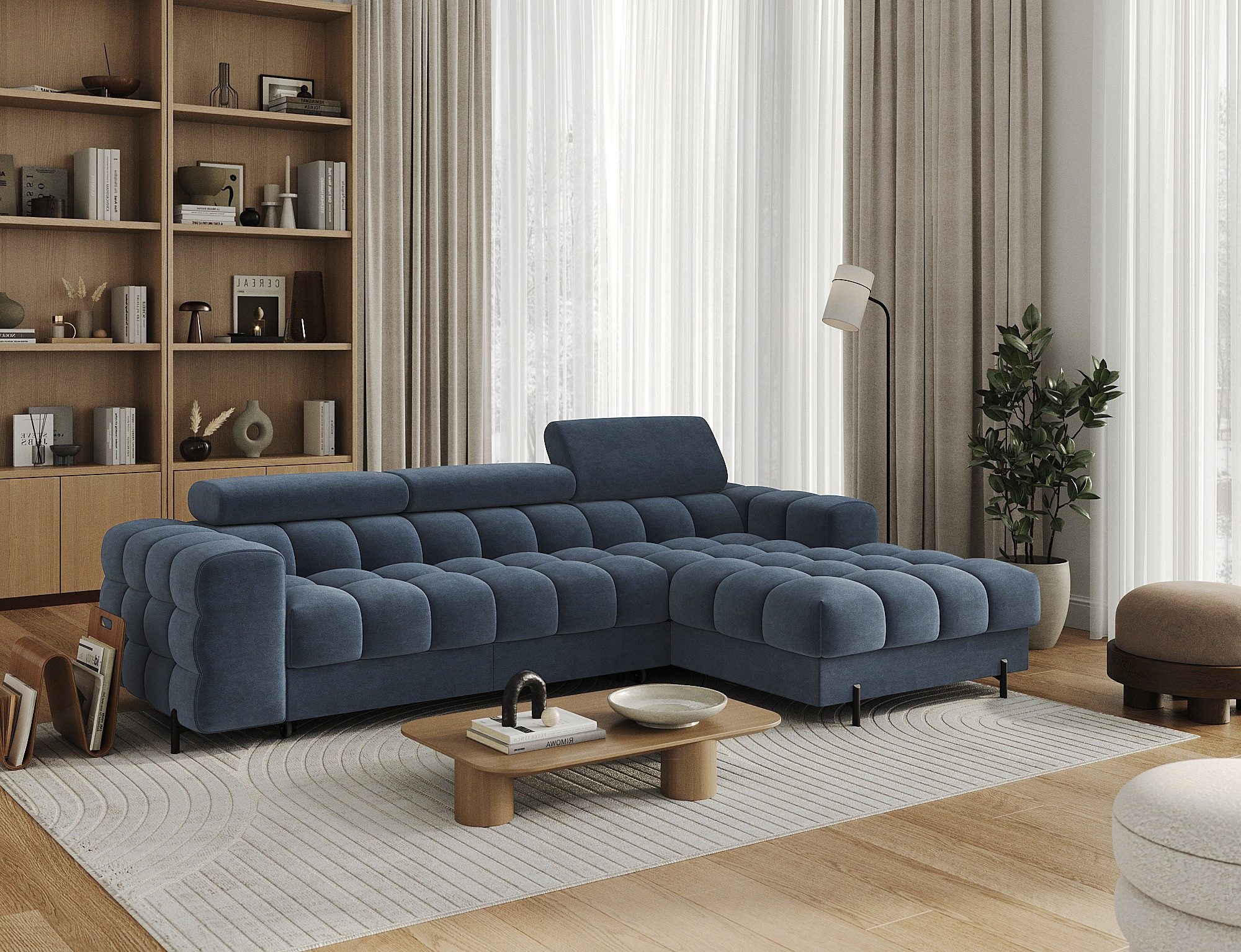 MOEBLO Ecksofa Neviro, Robuste Verarbeitung, verstellbare Kopfstützen und integrierter Bettkasten für maximalen Komfort und Funktionalität, Eckcouch Wohnlandschaft Sofa mit Ottomane Eckgarnitur Polsterecke, (BxHxT):285x72-93x181 cm