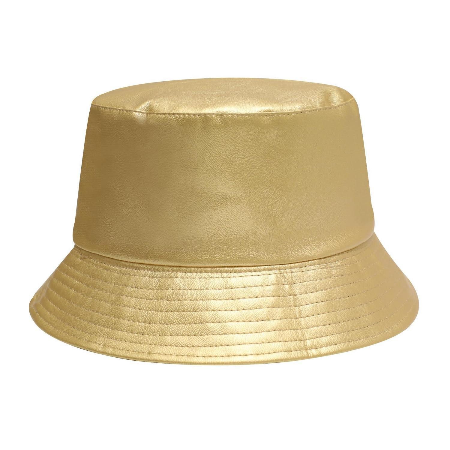 LuxusKollektion Regenhut Fischerhut PU Leder wasserdicht Regenhut Herren Einheitsgröße Gold