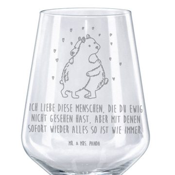 Mr. & Mrs. Panda Rotweinglas Eisbär Umarmen - Transparent - Geschenk, lustige Sprüche, Gute Laune, Premium Glas, Spülmaschinenfest