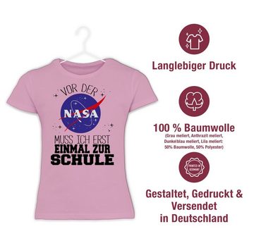 Shirtracer T-Shirt Vor der Nasa muss ich erst einmal zur Schule schwarz Einschulung Mädchen