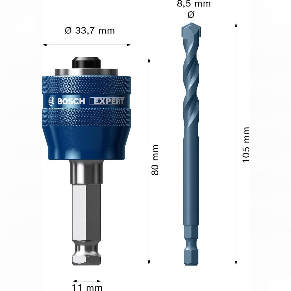 Bosch Professional Lochsäge EXPERT Power Change Plus Adapter Lochsägen mit Bohrer TCT 8,5x105mm