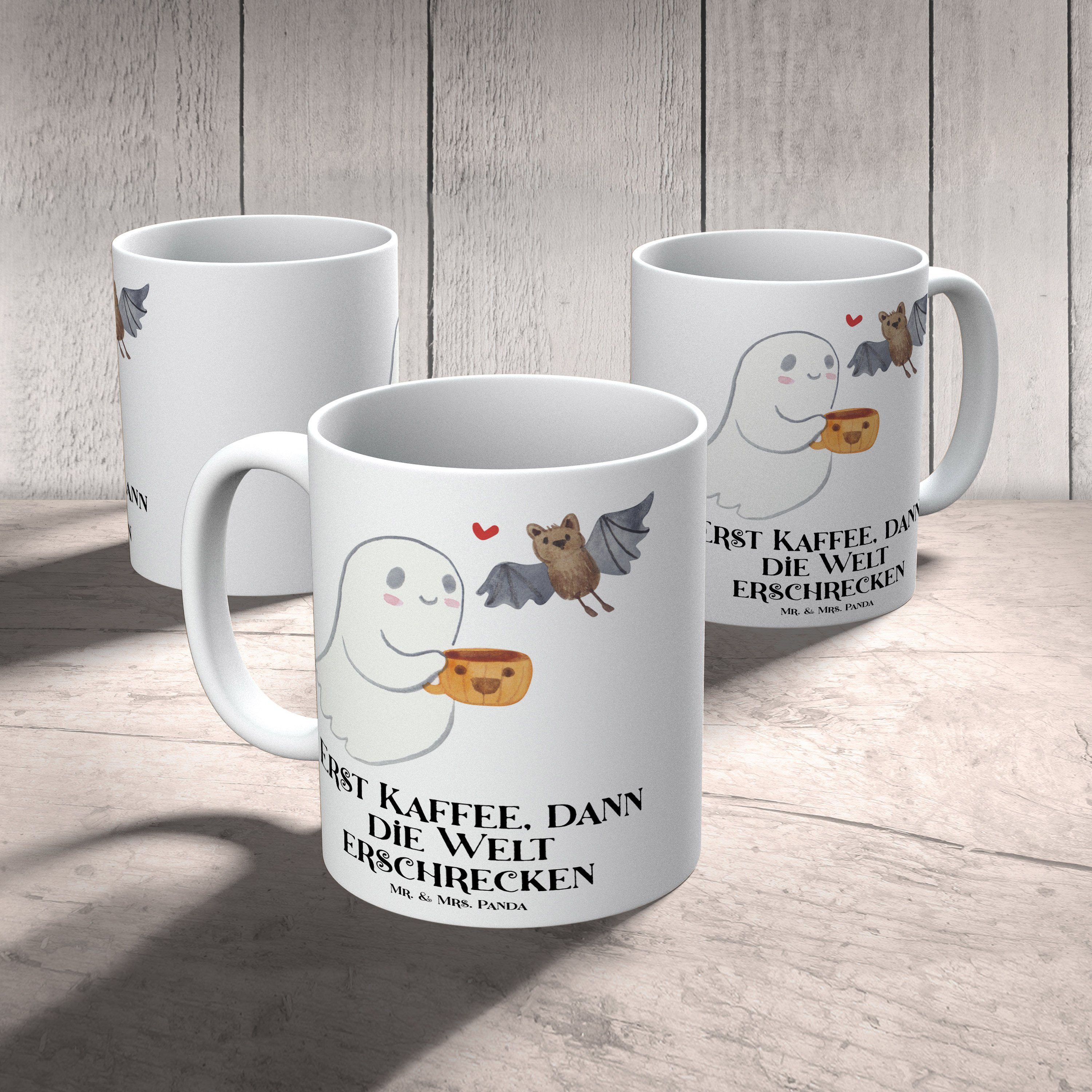Mr. & Mrs. Panda Tasse Gespenst Kaffee - Weiß - Geschenk, Büro Tasse, Schenken, Kaffeetasse, Keramik