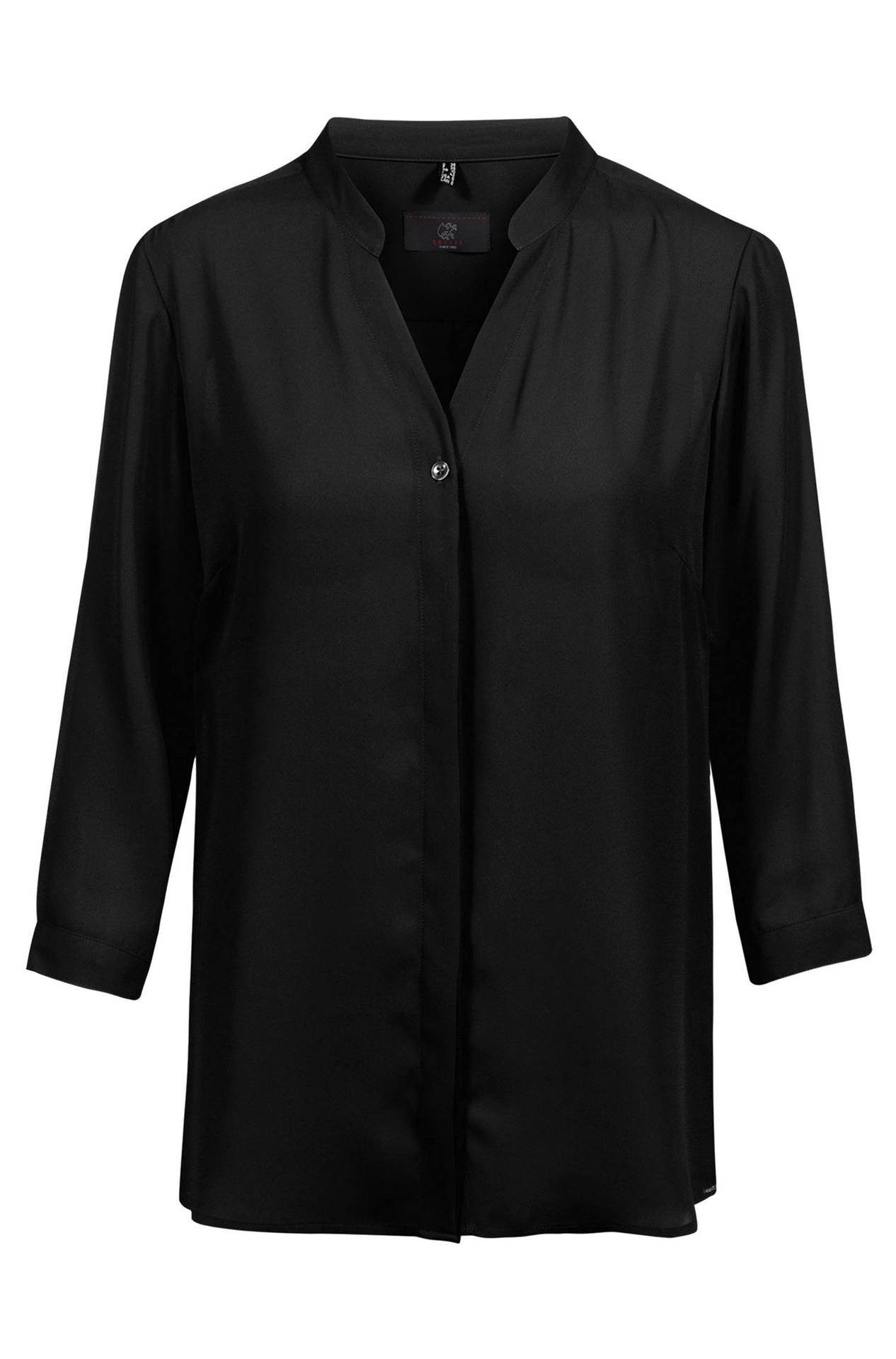 Langarmbluse Greiff CHIFFON Damen Chiffon-Bluse 3/4-Arm V-Neck Regular Schwarz 46