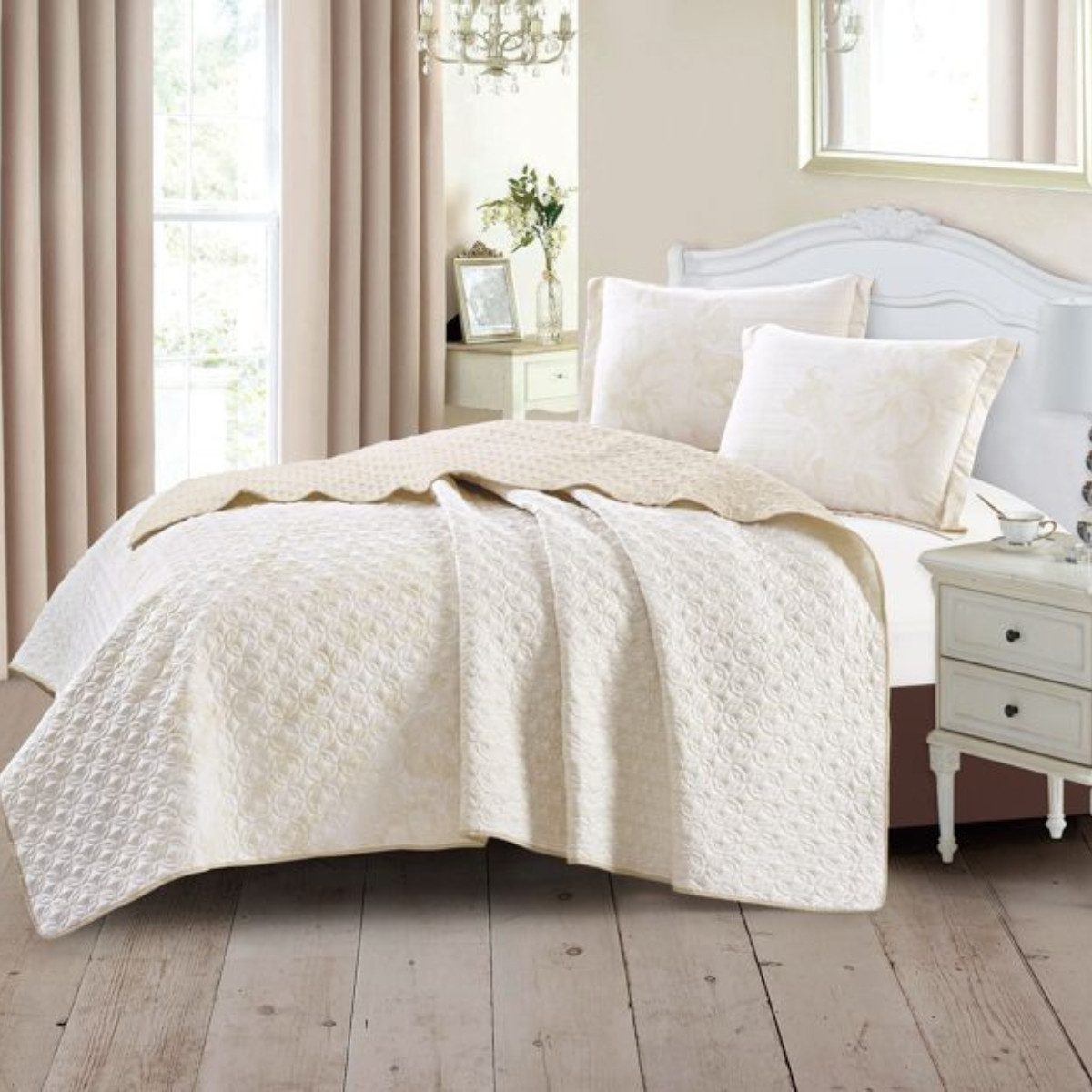 alesvelt Tagesdecke Set Tulin Überwurf Decke 3 Teilig 2 Personen 240 x 260 cm