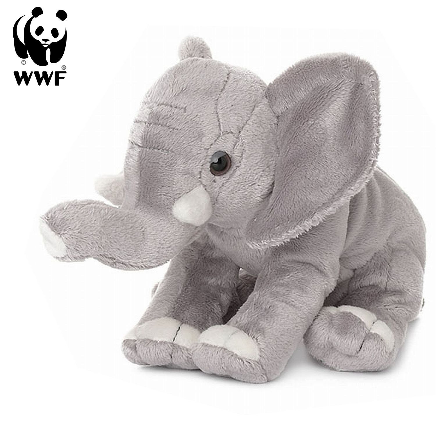 WWF Kuscheltier Plüschtier Elefant (Rüssel hoch, 18cm), sitzend