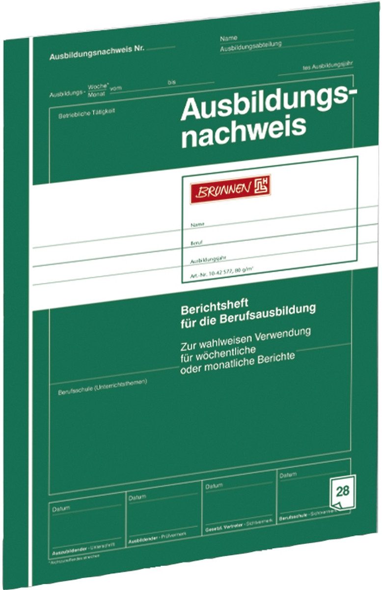 BRUNNEN Formularblock Ausbildungsnachweisheft A4 grün (10 Stück)