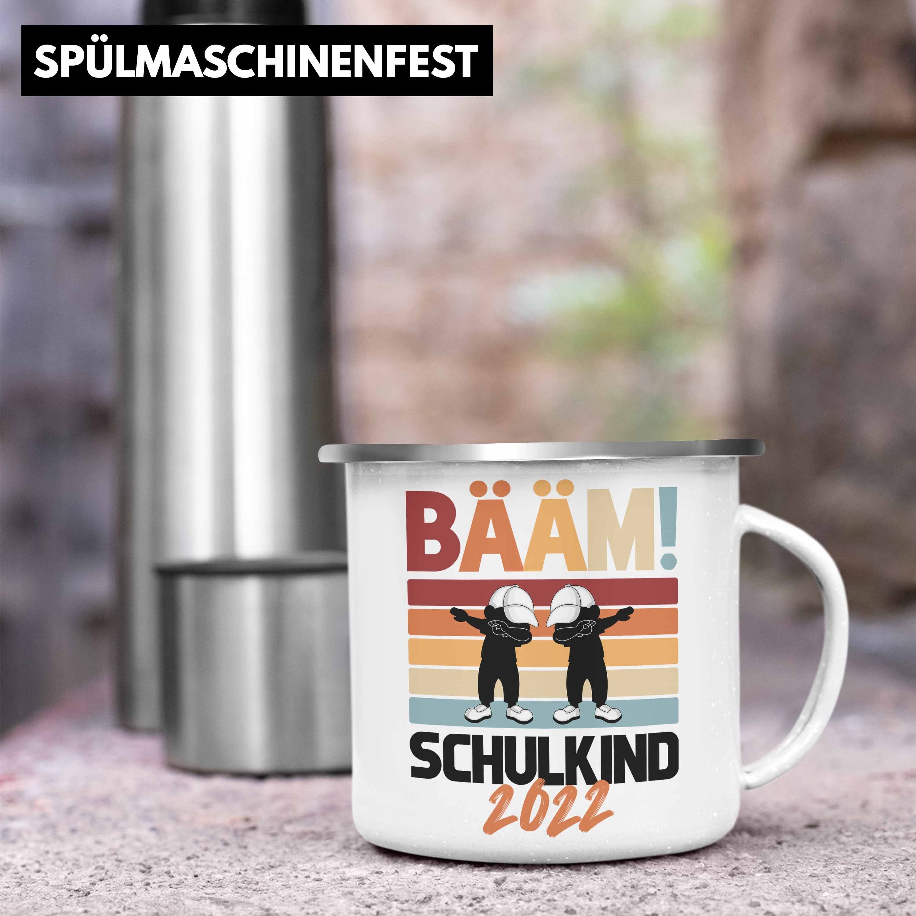 Silber Schulkind Tasse Geschenk Schultüte für Einschulung 1. Junge Schulanfang - Schulstart Schultag Thermotasse Schuleinführung Trendation Trendation Füllung Emaille Jungs Geschenkidee