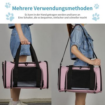TWSOUL Tiertransporttasche Schulterklappbare Haustier-Reisetasche bis 7,00 kg, Große Aufbewahrungstasche,Selbstverriegelnder Reißverschluss