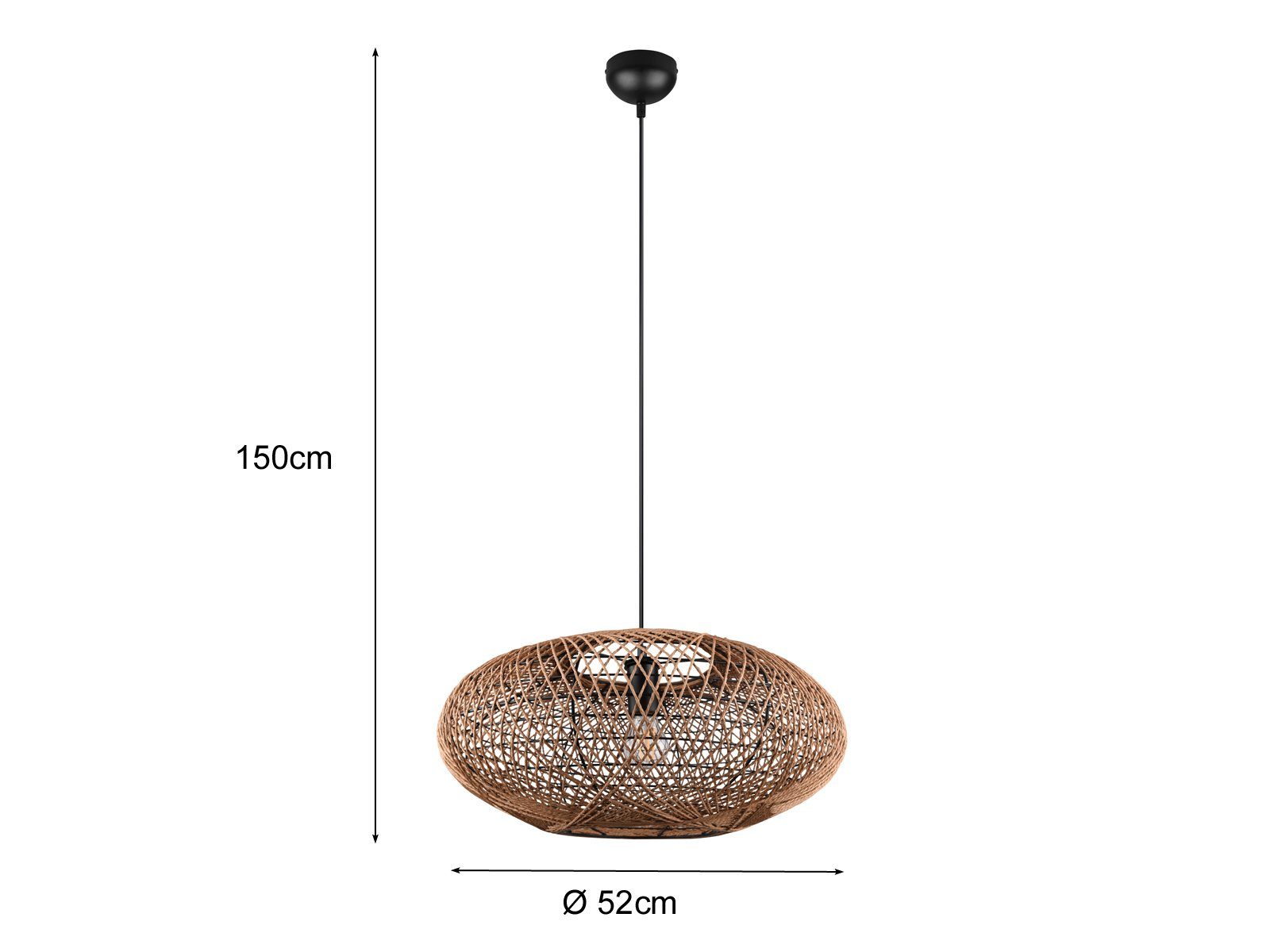 Dimmfunktion, Ø für über Pendelleuchte, hängend, LED wechselbar, Boho Warmweiß, Esstisch 52cm LED große Korb-lampe ausgefallene meineWunschleuchte