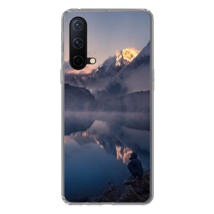 MuchoWow Handyhülle Landschaft - Wasser - Berg - Schnee - Sonnenuntergang Phone Case Handyhülle OnePlus Nord CE 5G Silikon Schutzhülle