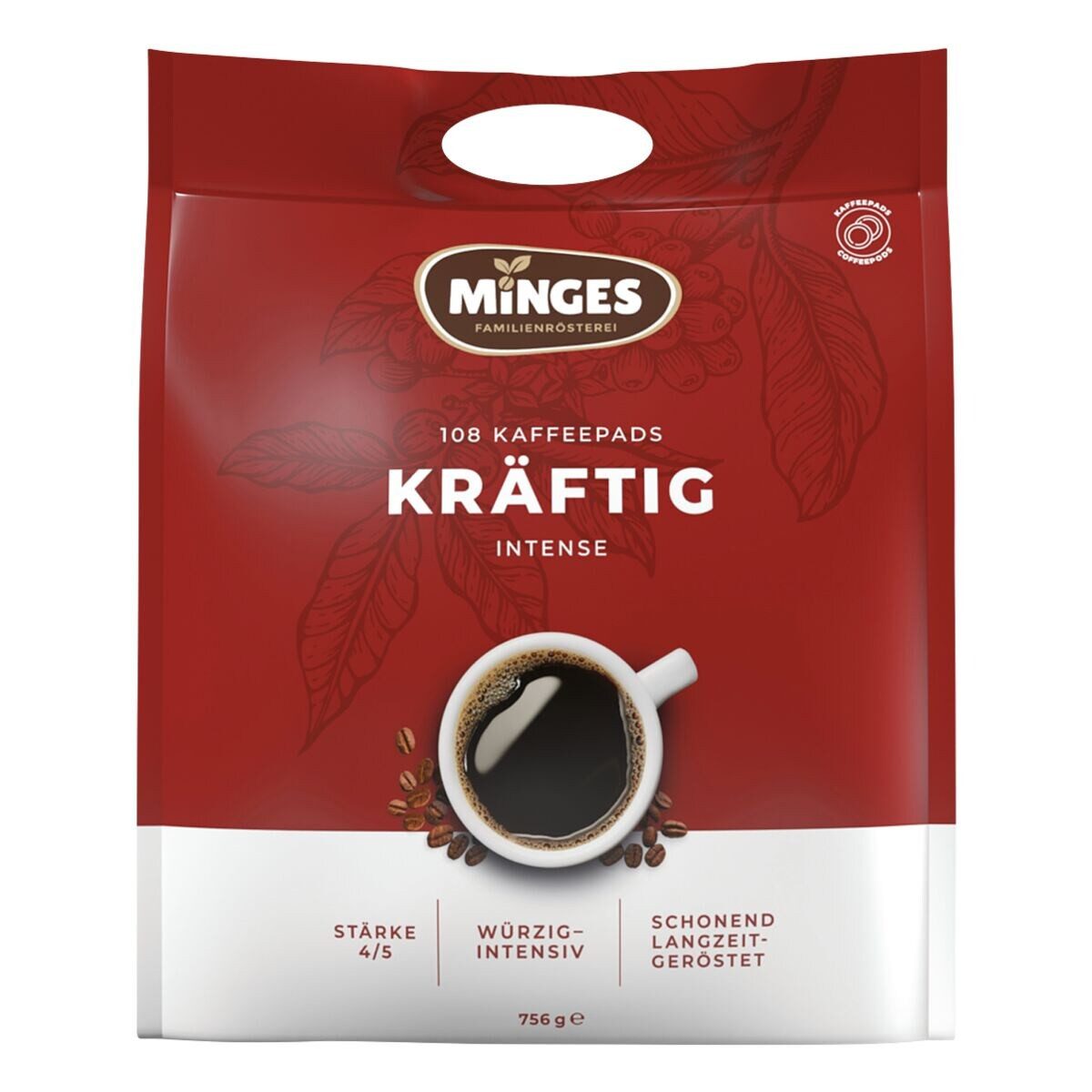 Minges Kaffee Standard Dark Roast, 108 Pads