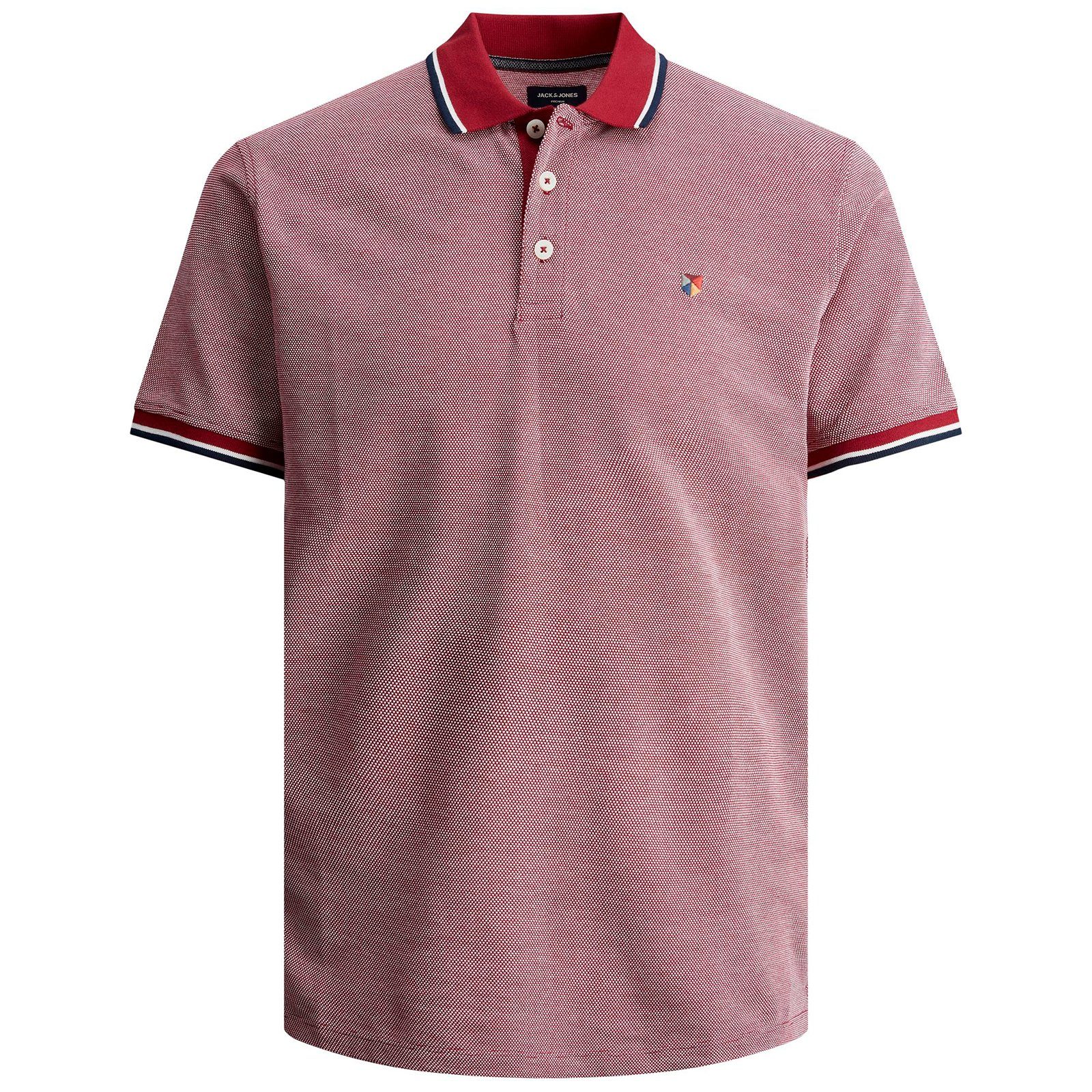 Jones & Two-Tone-Struktur rot-weiß Große Jack&Jones Größen Herren Poloshirt Jack Poloshirt