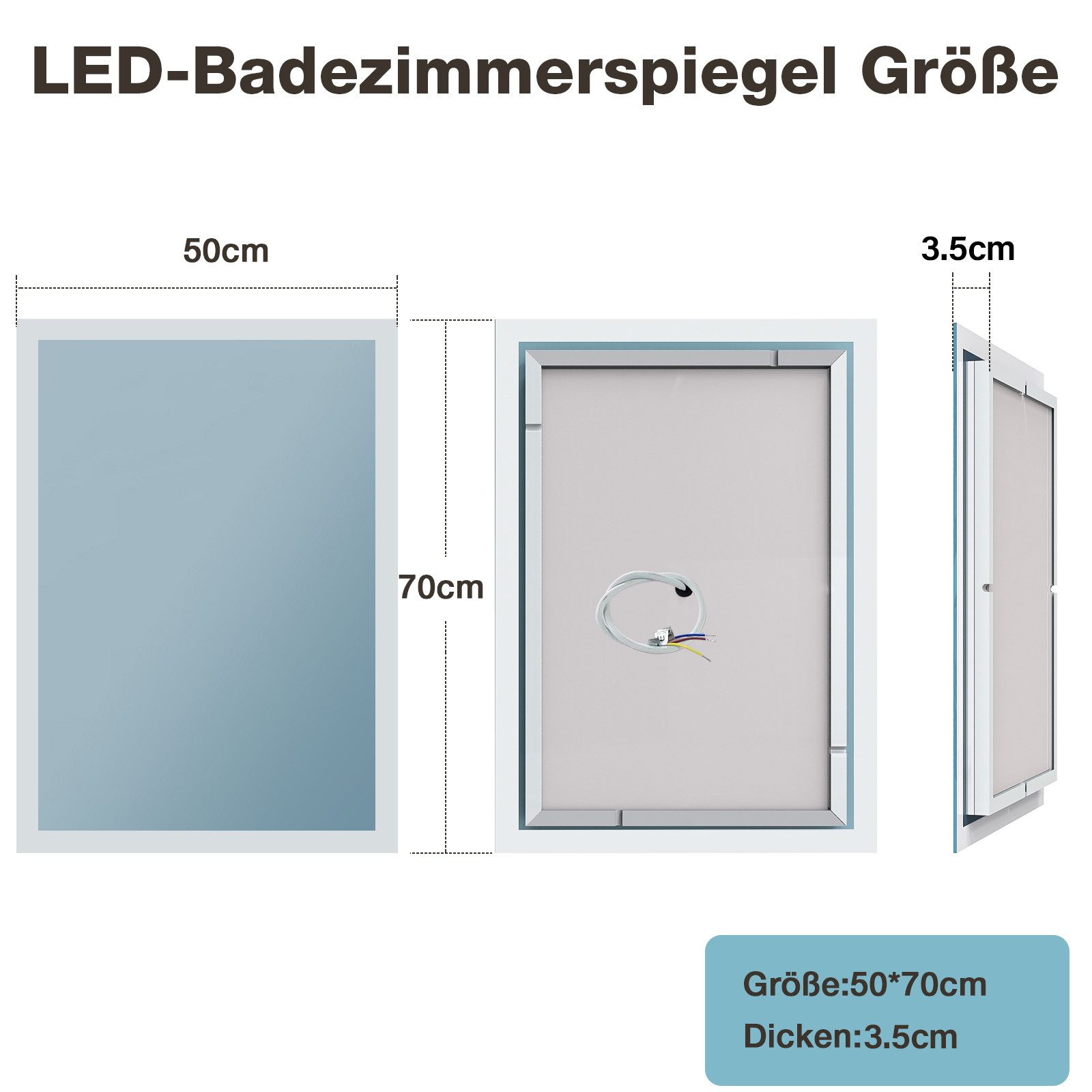 GIMBELEN Badspiegel LED-Badspiegel, Antibeschlag, Lichtfarben, explosionssi günstig online kaufen