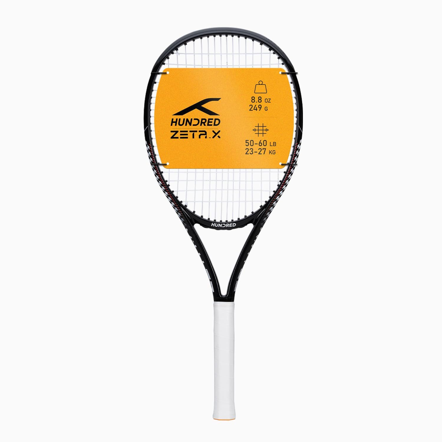 hundred Tischtennisschläger Zeta X Tennisschläger mit Hülle – 249 g, 9-Punkt kopflastig (1 Schläger mit Schutzhülle), 9-Punkt kopflastig, 103 sq.in Kopf, 16x19 Saitenmuster, bis 60 lbs