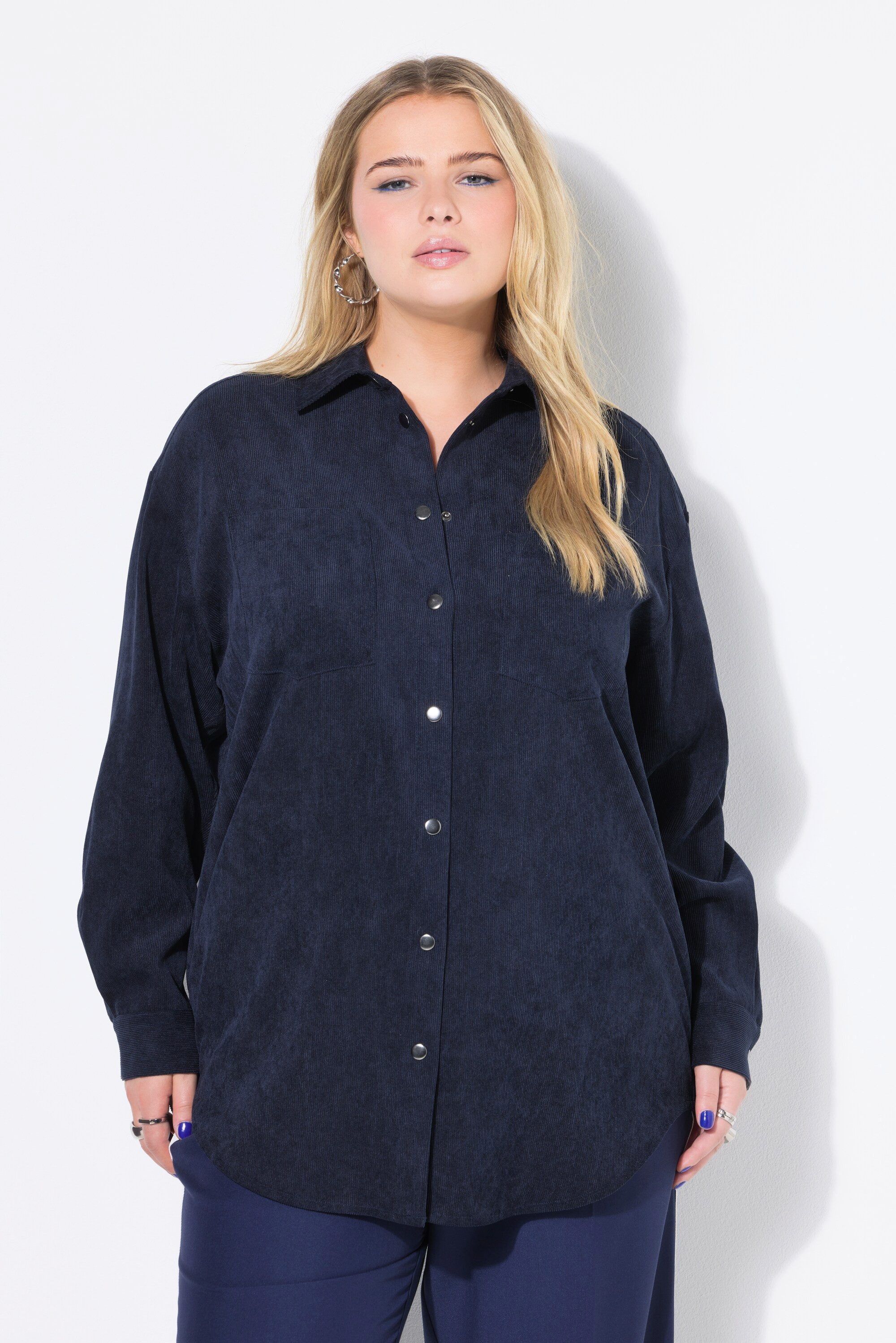 Studio Untold Hemdbluse Cord-Hemd Stretch oversized Hemdkragen Langarm günstig online kaufen