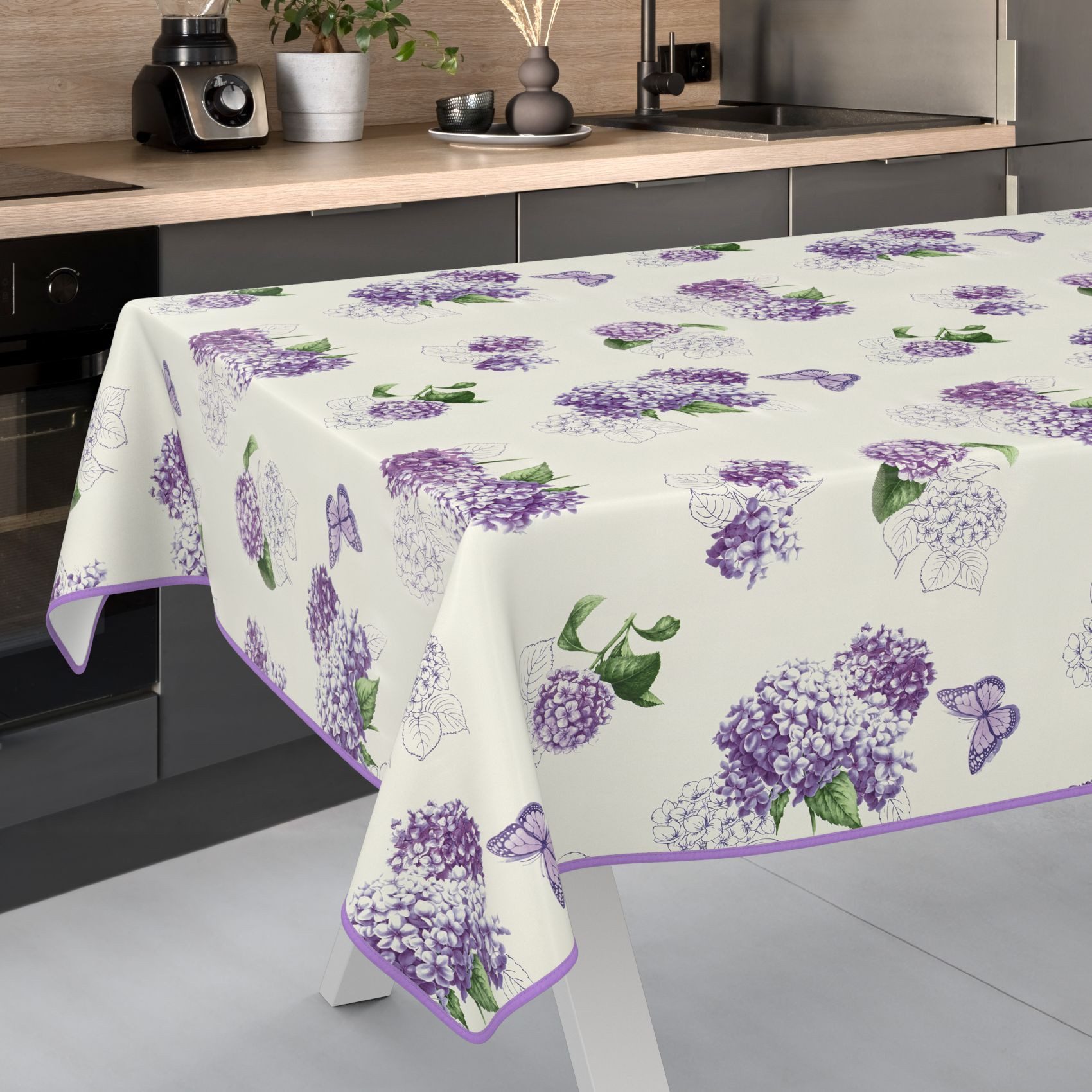 ANRO Tischdecke Wachstuchtischdecke abwaschbar Flieder Blume Tischwäsche (E günstig online kaufen