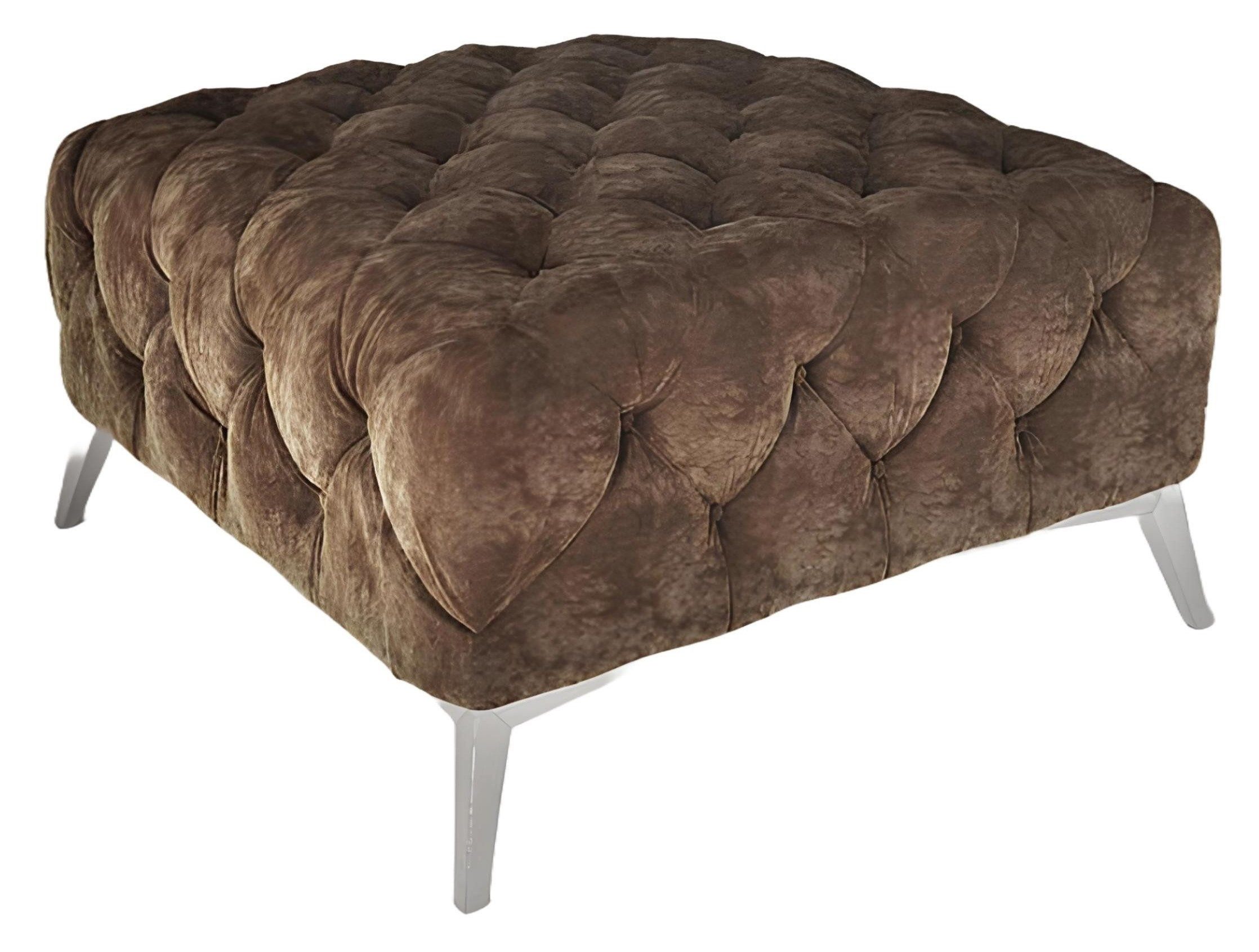 Xlmoebel Hocker Samtbezogener Sitzhocker im Chesterfield-Stil (Puff), Hergestellt in Europa