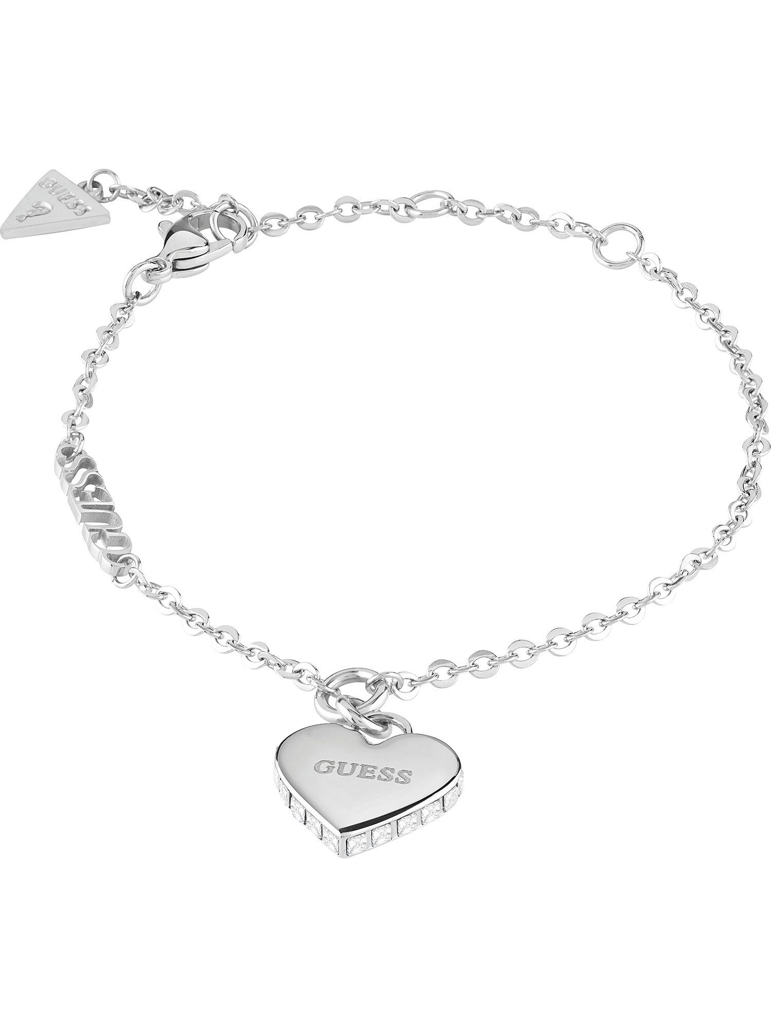Guess Edelstahlarmband Guess Damen-Armband Edelstahl Zirkonia Herz, Trendig