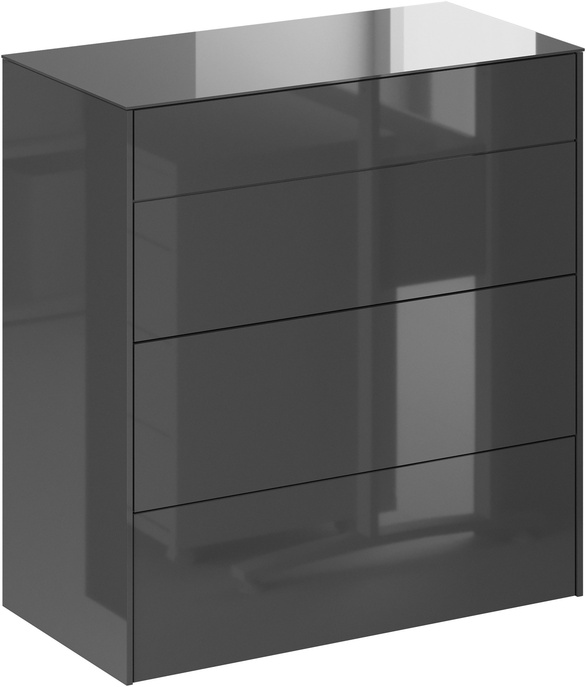 Mäusbacher Kommode, Kommode BHT 82/89/42 cm, Push to open, Front+Oberplatte=Glas