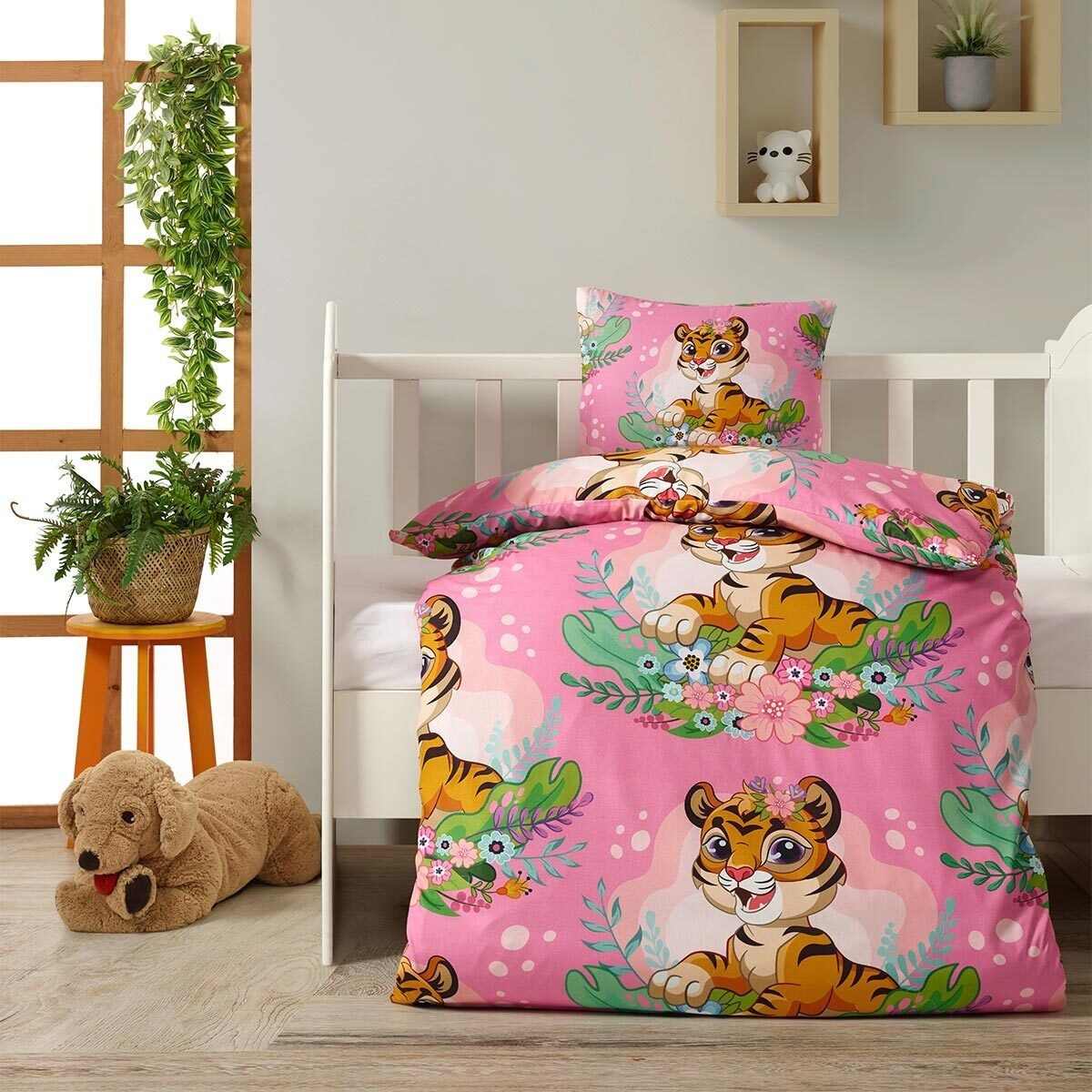 Bettwäsche Cute Tiger, TRAUMSCHLAF, Renforce, 2 teilig, aus glatter 100% Baumwolle