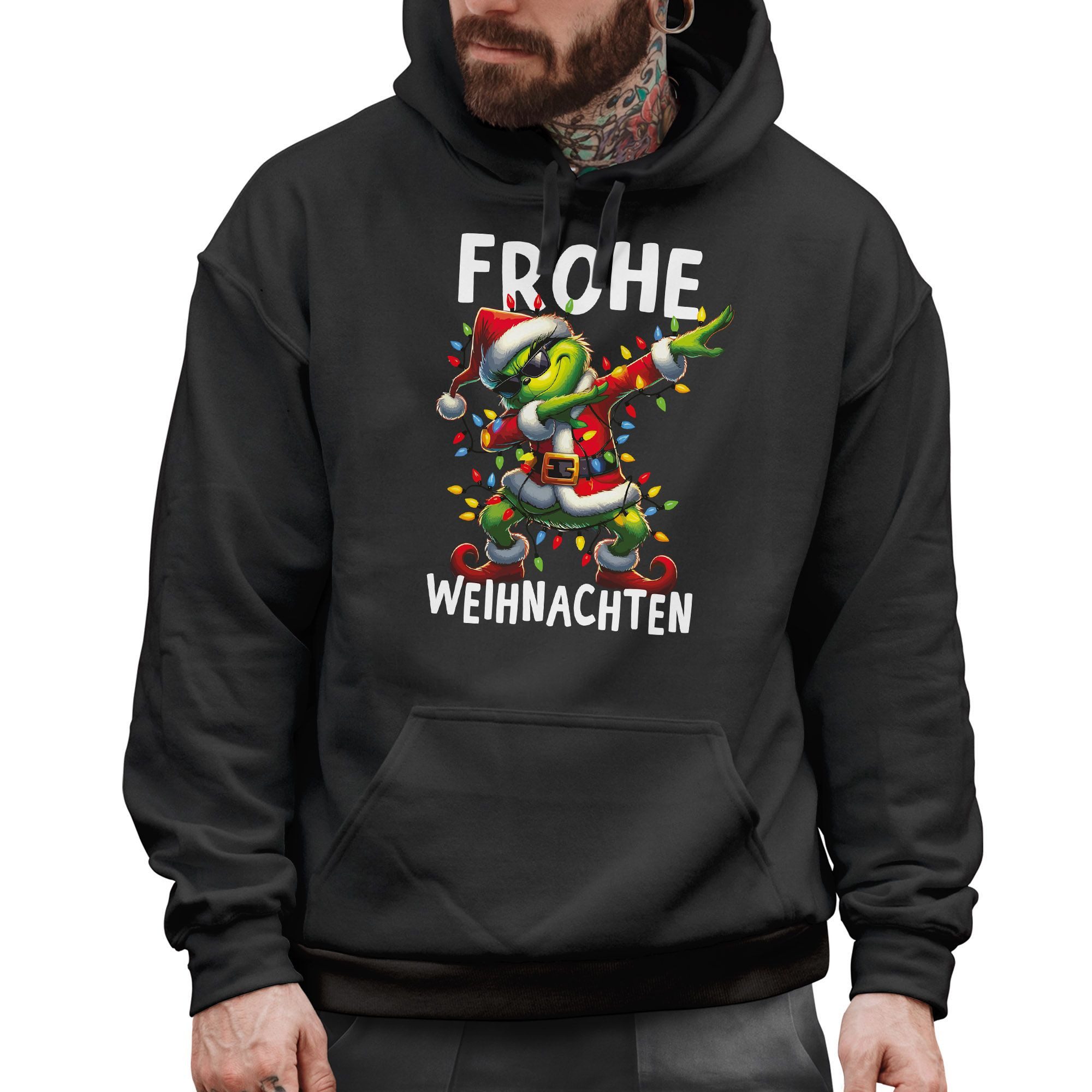 MoonWorks Hoodie Hoodie Herren Frohe Weihnachten Dabbing Grinch Aufdruck günstig online kaufen
