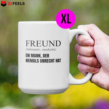 22Feels Tasse Freund Geschenk Jahrestag Ihn Valentinstag Männer 1 Jahr Weihnachten, Keramik, XL, Made In Germany, Spülmaschinenfest