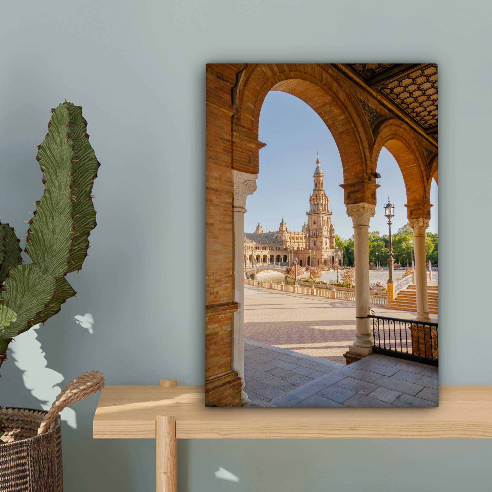 Leinwandbild St), - Zackenaufhänger, Turm (1 Sevilla fertig Architektur, OneMillionCanvasses® - Gemälde, inkl. bespannt Leinwandbild 20x30 cm