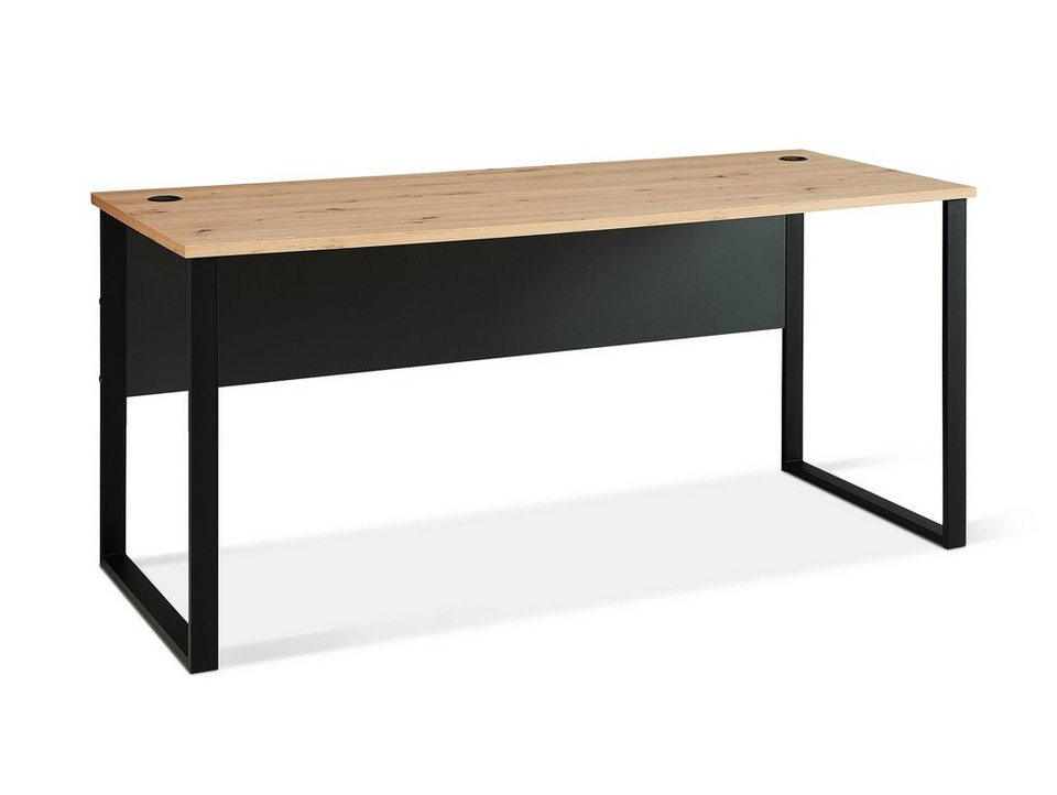 Moebel-Eins Schreibtisch, MAILAND Schreibtisch 170 cm breit, Material  Dekorspanplatte, Artisan Eiche Nachbildung/graphitfarbig