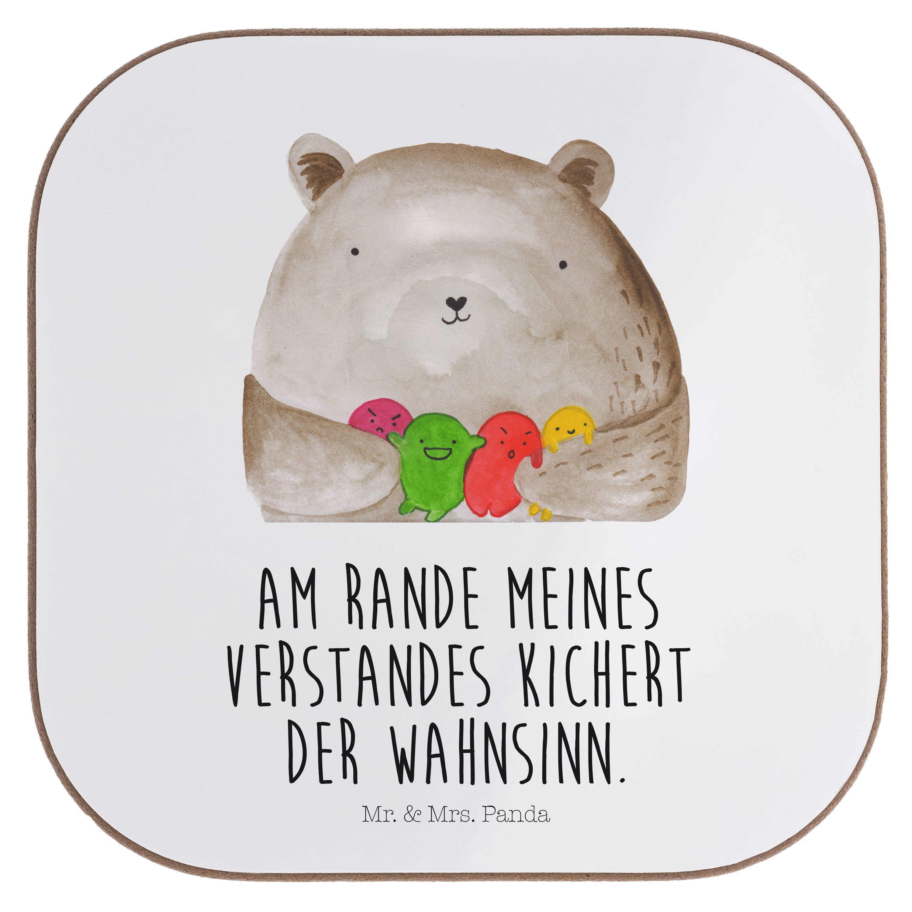 Mr. & Mrs. Panda Getränkeuntersetzer Bär Gefühl - Weiß - Geschenk, Bierdeckel, Verrückt, Durchgedreht, Get, 1-tlg.