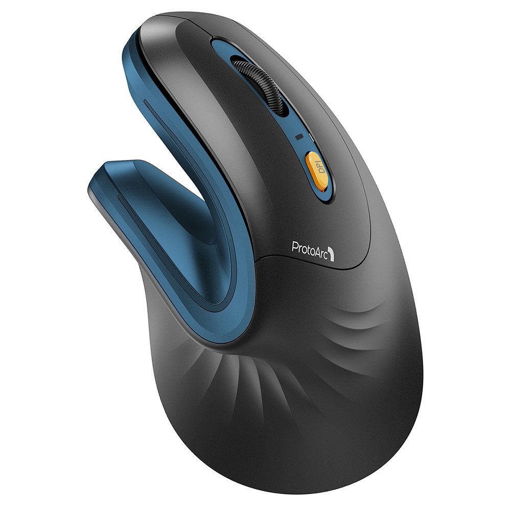 ProtoArc EM11 NL Ergonomische Vertikale Bluetooth Maus Maus (Bluetooth, Wiederaufladbare Kabellose Maus,Stumme Klicks, 2.4G + Dual-Bluetooth)