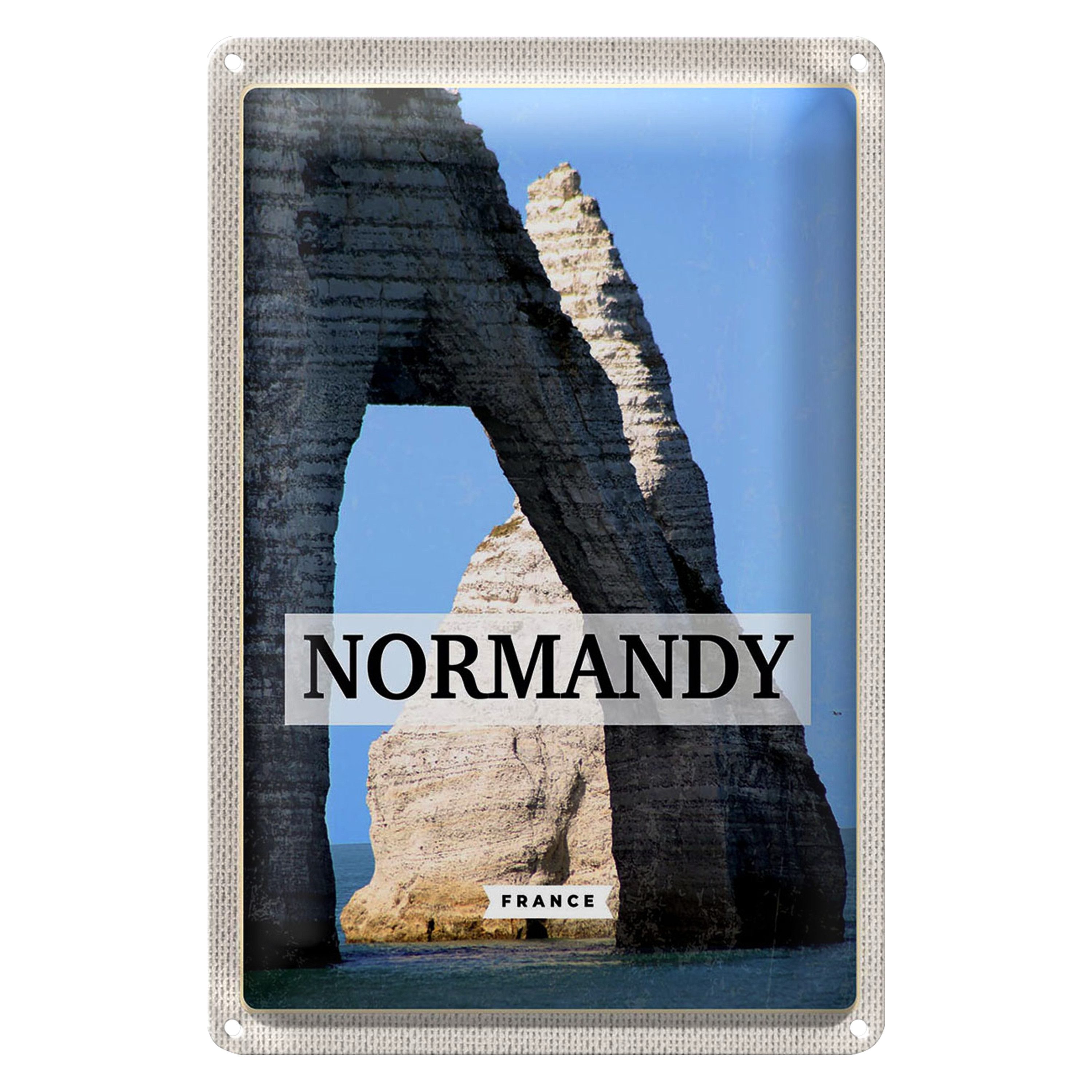 Roomando Metallschild Reise 12x18cm Normandy France Reiseziel