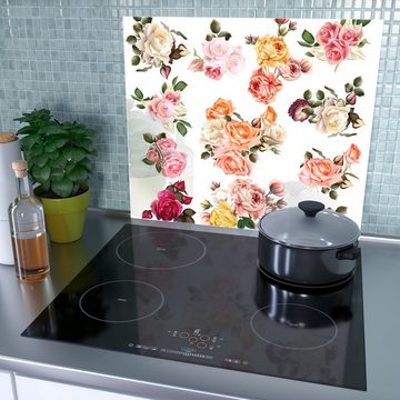 Primedeco Herd-Abdeckplatte Herdabdeckplatte Spritzschutz aus Glas Verschiedenfarbige Rosen, Glas, (1 tlg)