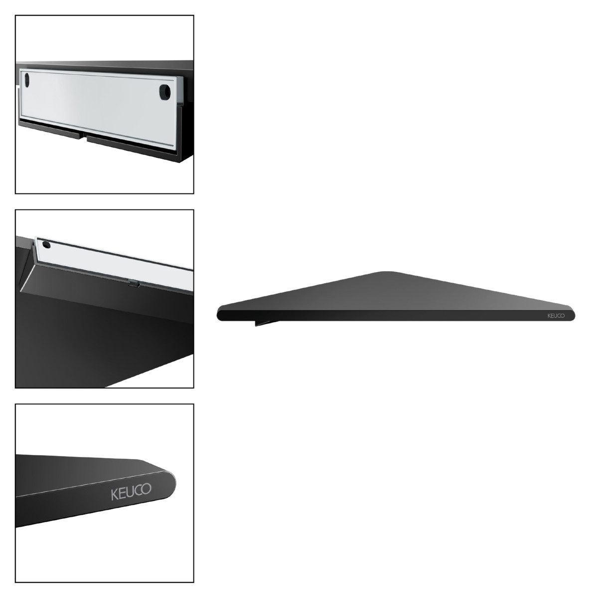 Keuco Duschablage ROSE, zum Kleben und Schrauben, schwarz matt